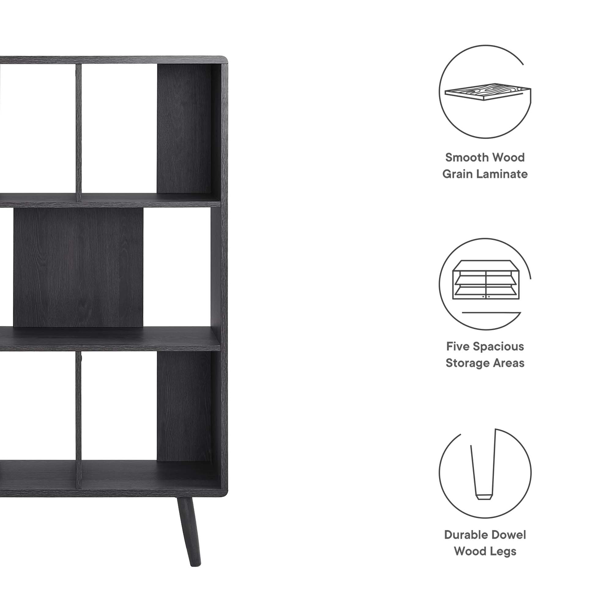 Transmit 5 Shelf Wood Grain Bookcase by Modway - Best Buy Furniture