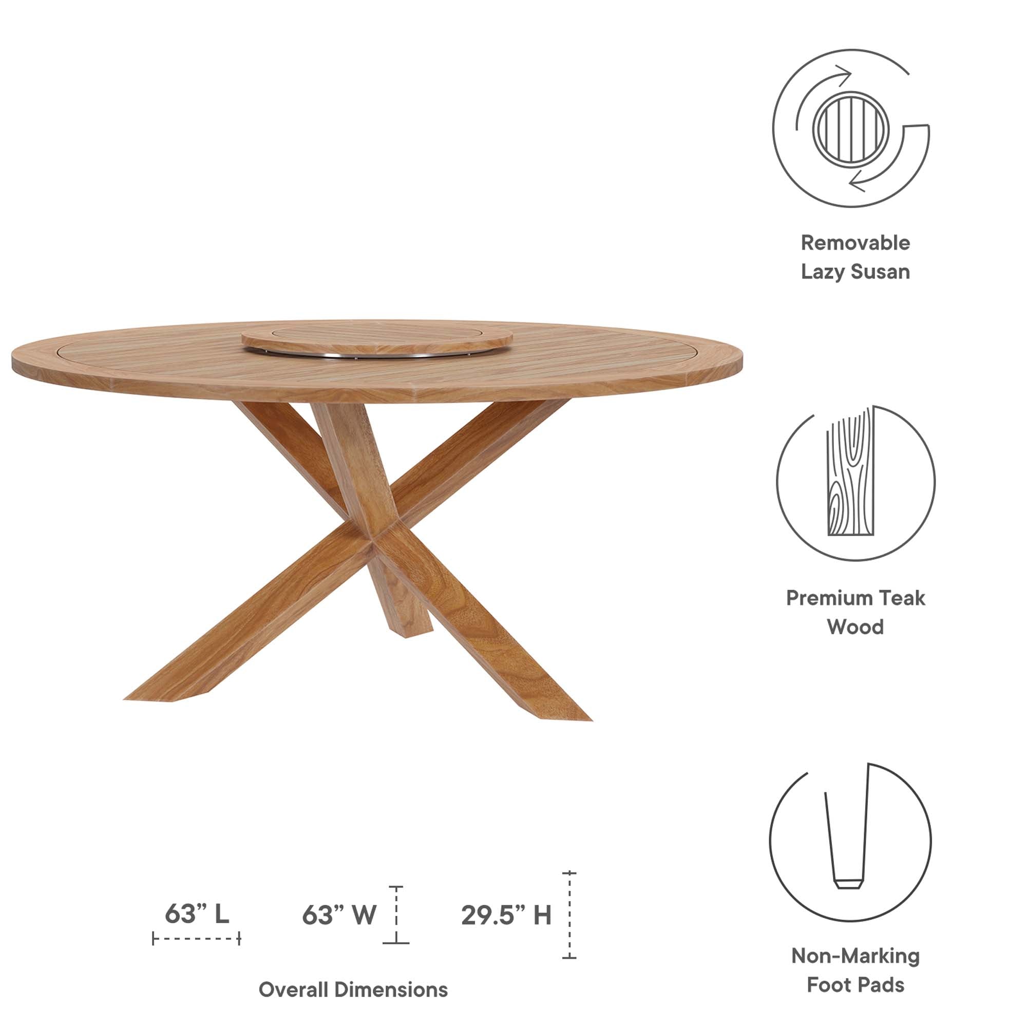 Wellspring 63" Outdoor Patio Teak Wood Dining Table by Modway - Best Buy Furniture