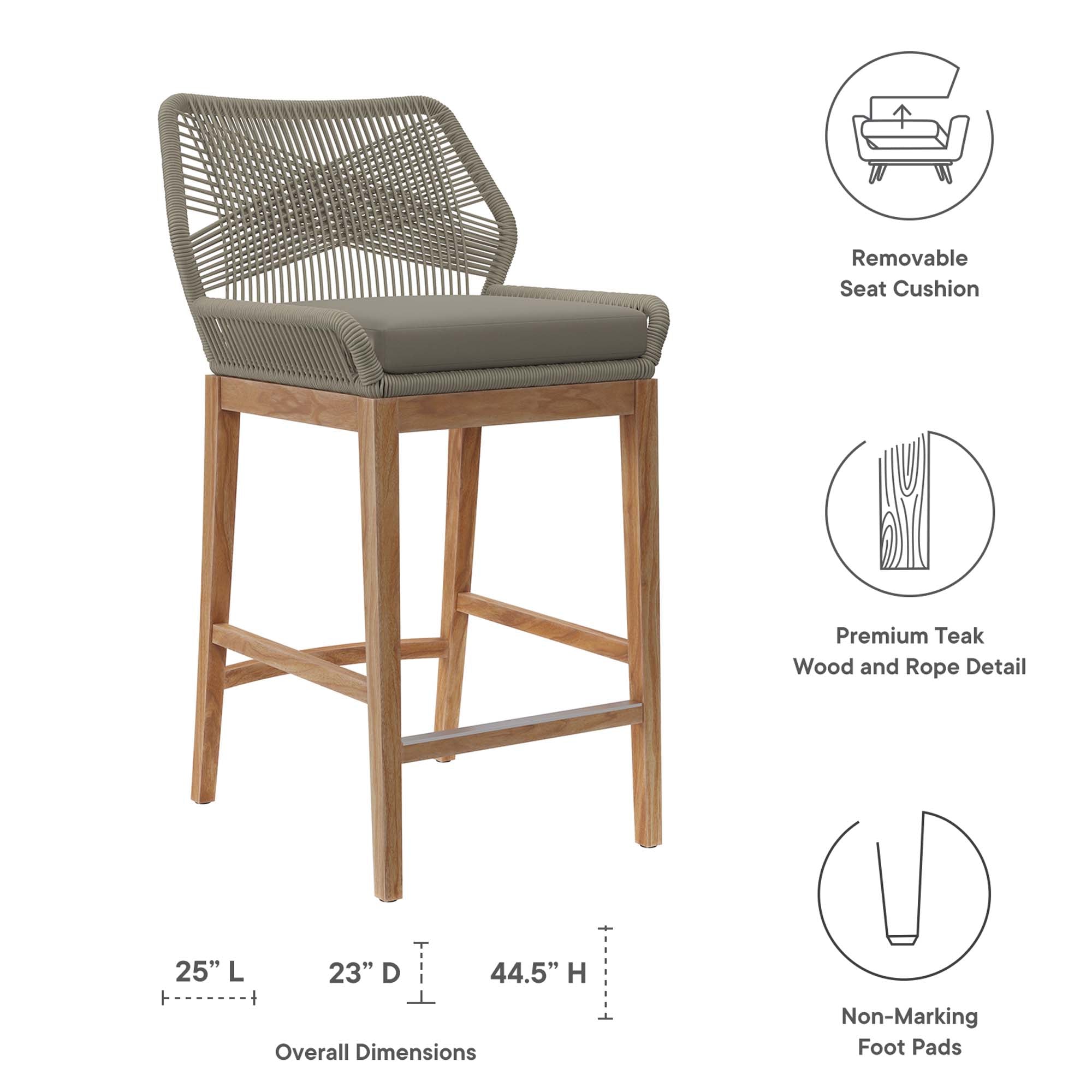 Wellspring Outdoor Patio Teak Wood Bar Stool by Modway - Best Buy Furniture