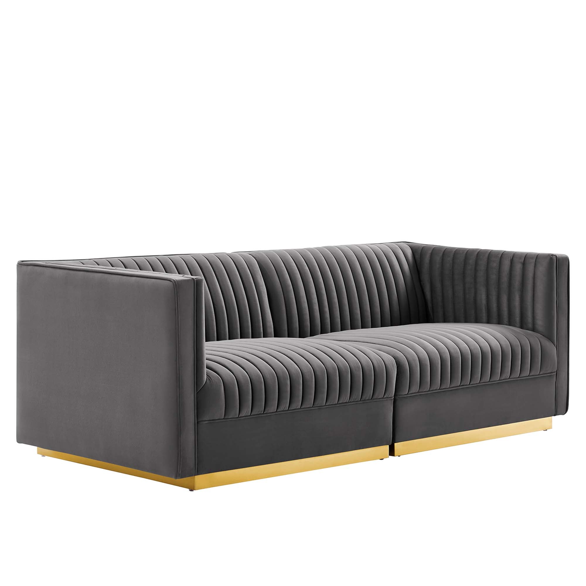 Sanguine Channel Tufted Performance Velvet Modular Sectional Sofa Loveseat by Modway - Best Buy Furniture