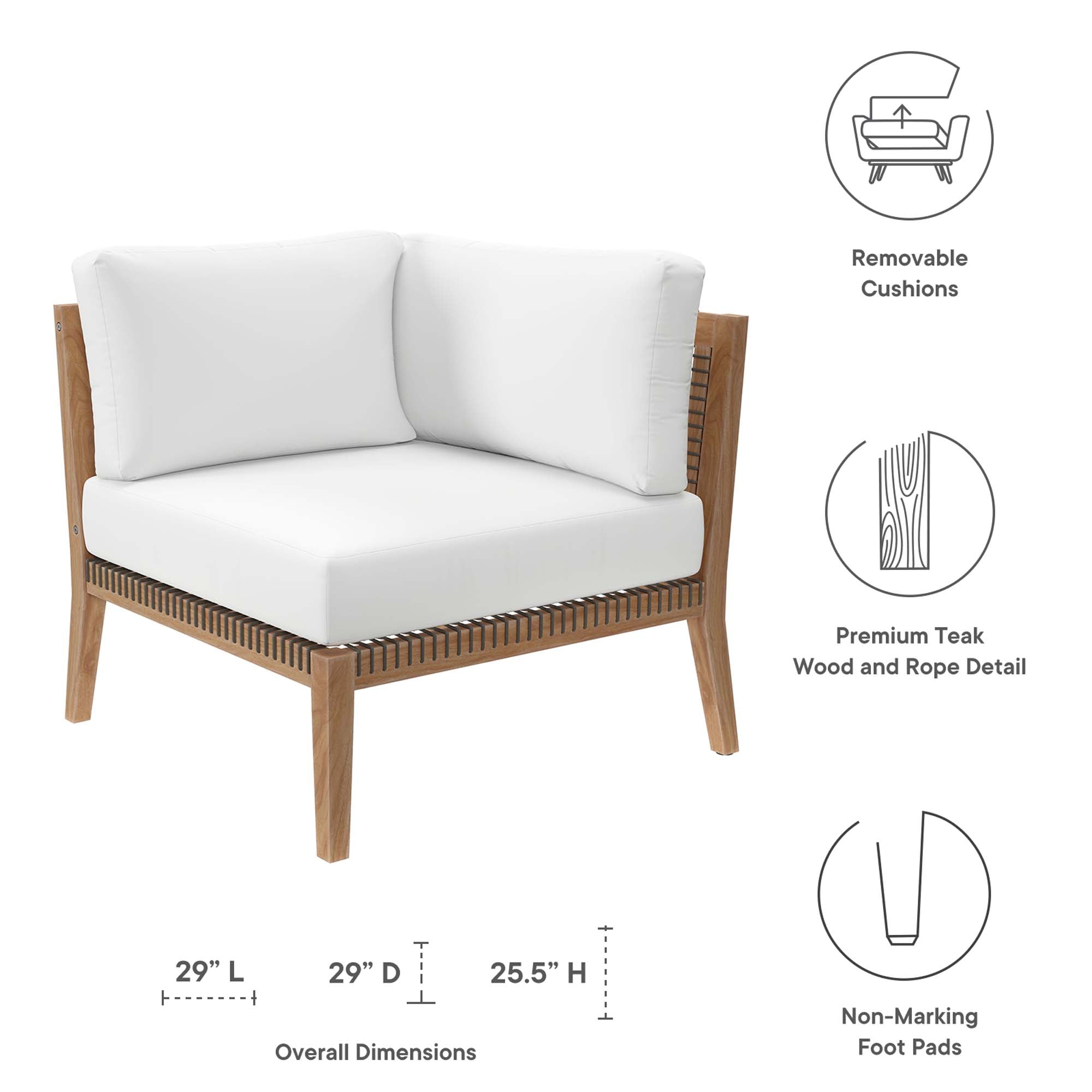 Clearwater Outdoor Patio Teak Wood Corner Chair by Modway - Best Buy Furniture