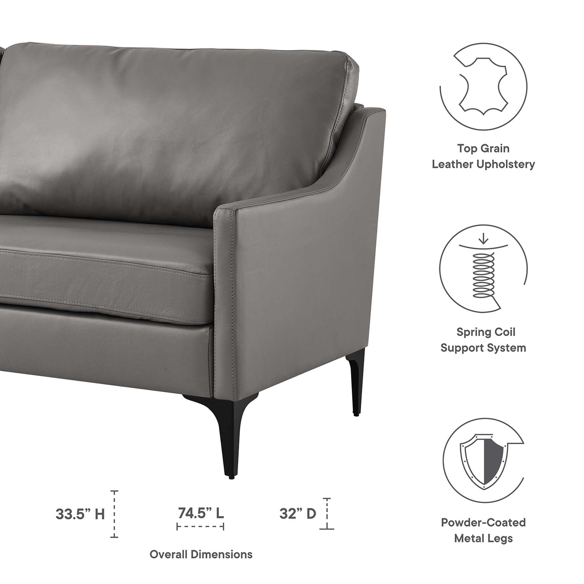 Corland Leather Sofa by Modway - Best Buy Furniture