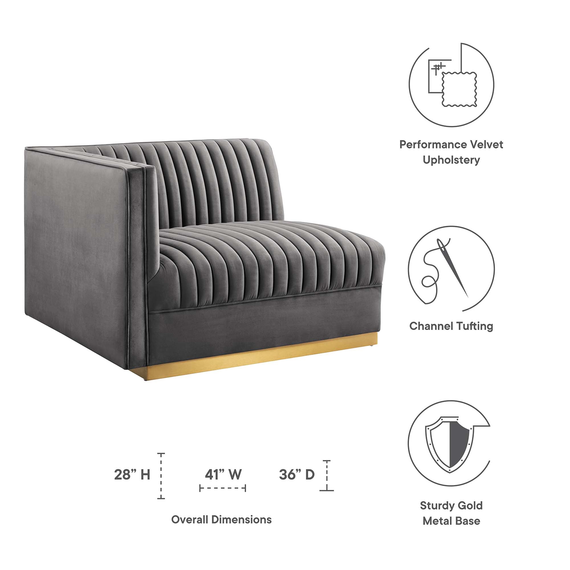 Sanguine Channel Tufted Performance Velvet Modular Sectional Sofa Left-Arm Chair by Modway - Best Buy Furniture
