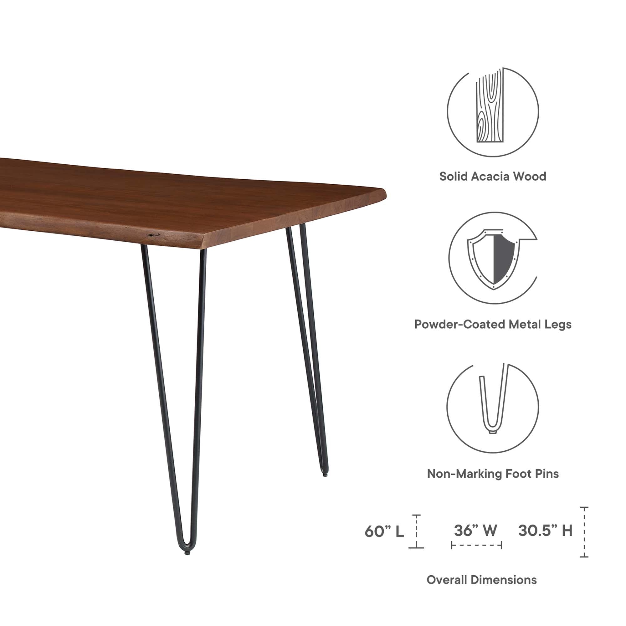 Ardor 60" Live Edge Acacia Wood Acacia Wood Dining Table by Modway - Best Buy Furniture