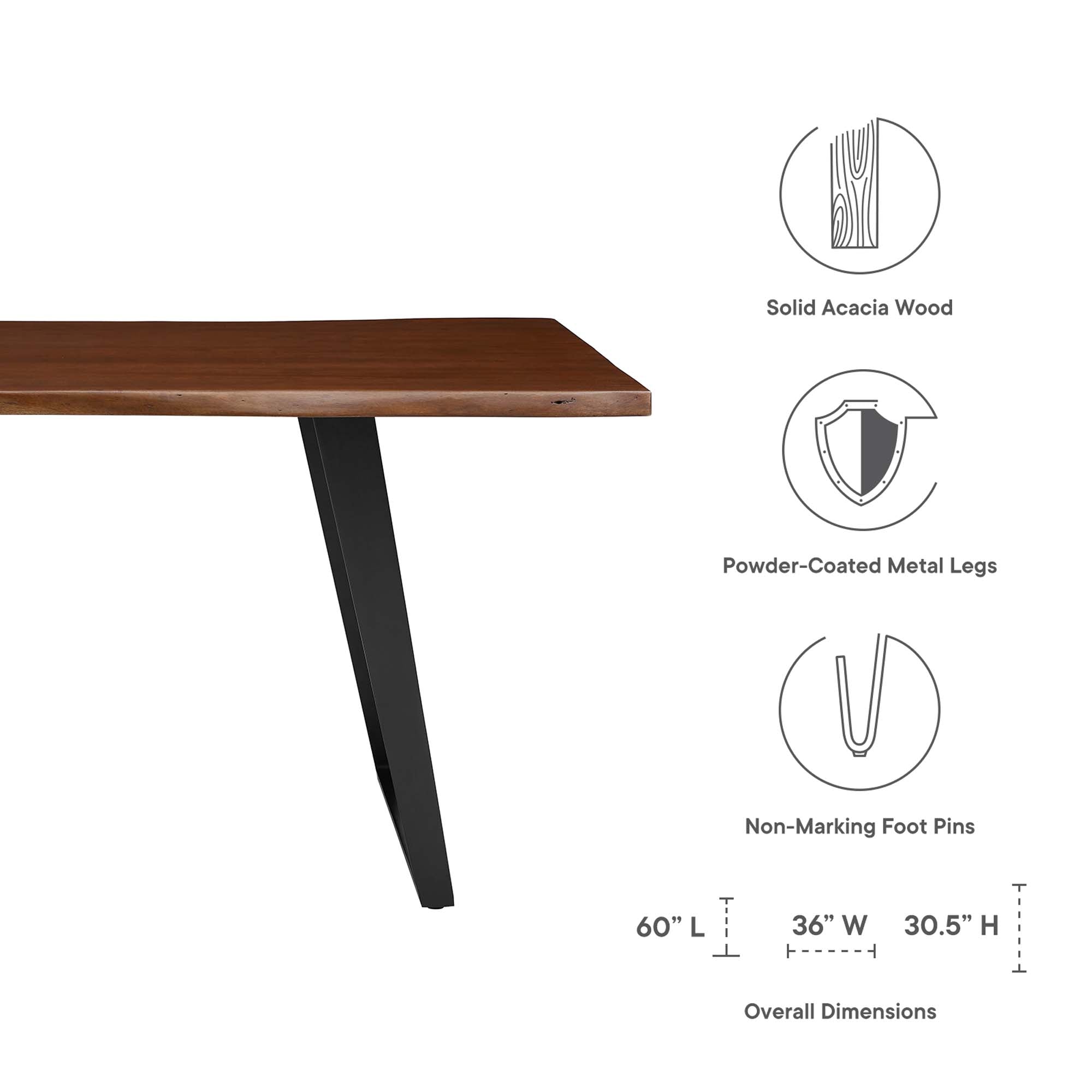 Viggo 60" Live Edge Acacia Wood Acacia Wood Dining Table by Modway - Best Buy Furniture