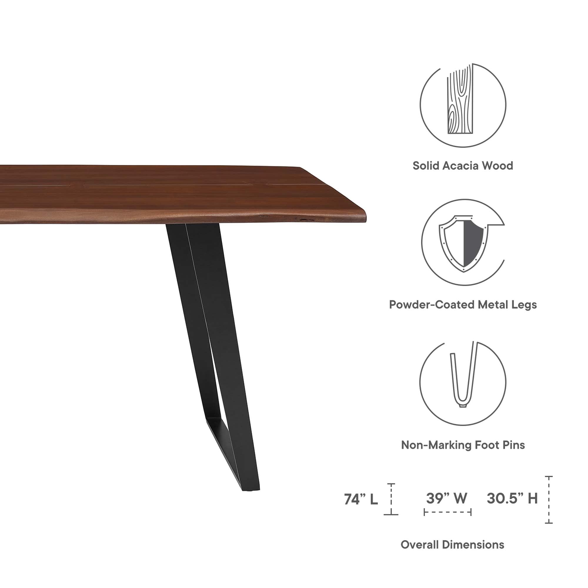Viggo 74" Live Edge Acacia Wood Dining Table by Modway - Best Buy Furniture
