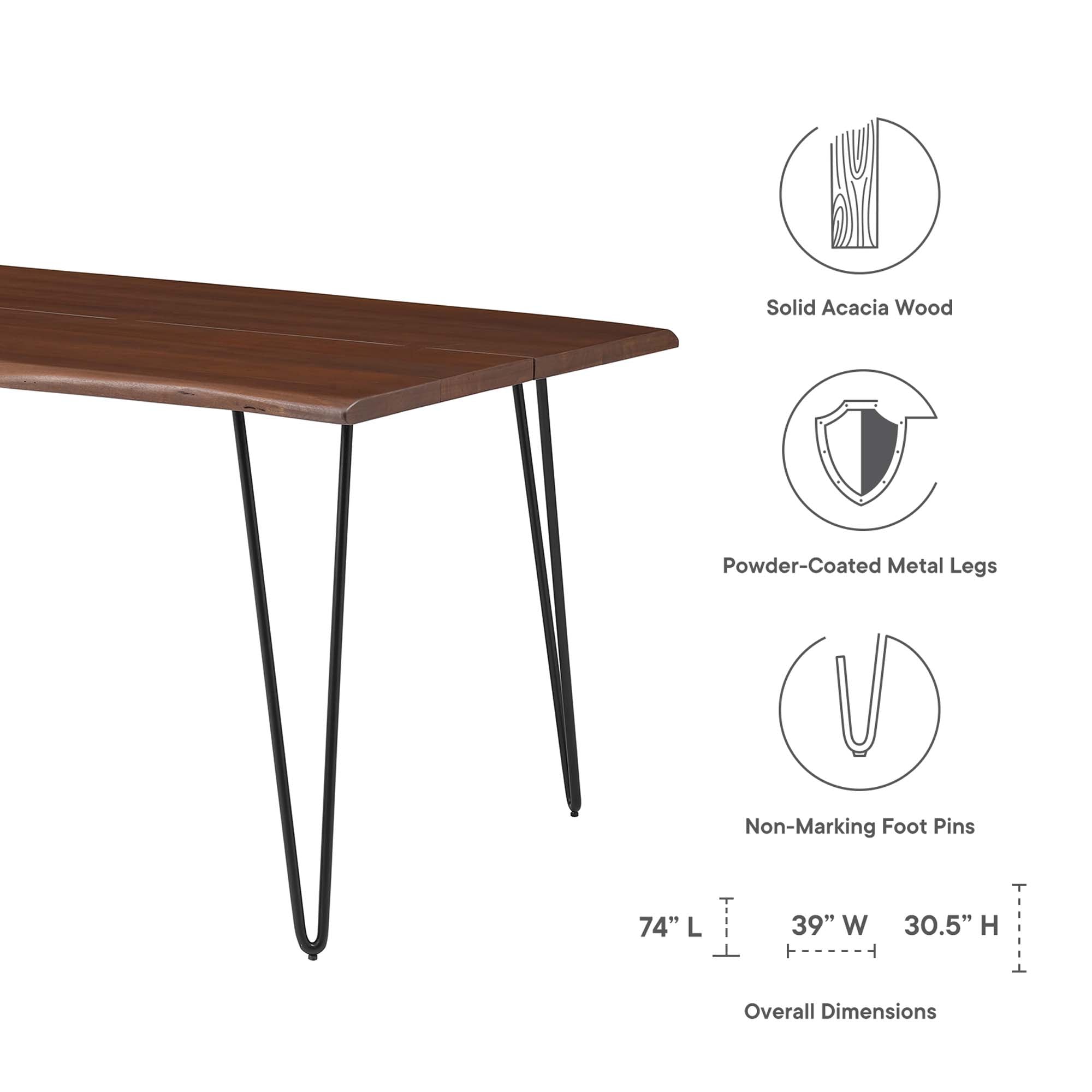 Ardor 74" Live Edge Acacia Wood Acacia Wood Dining Table by Modway - Best Buy Furniture