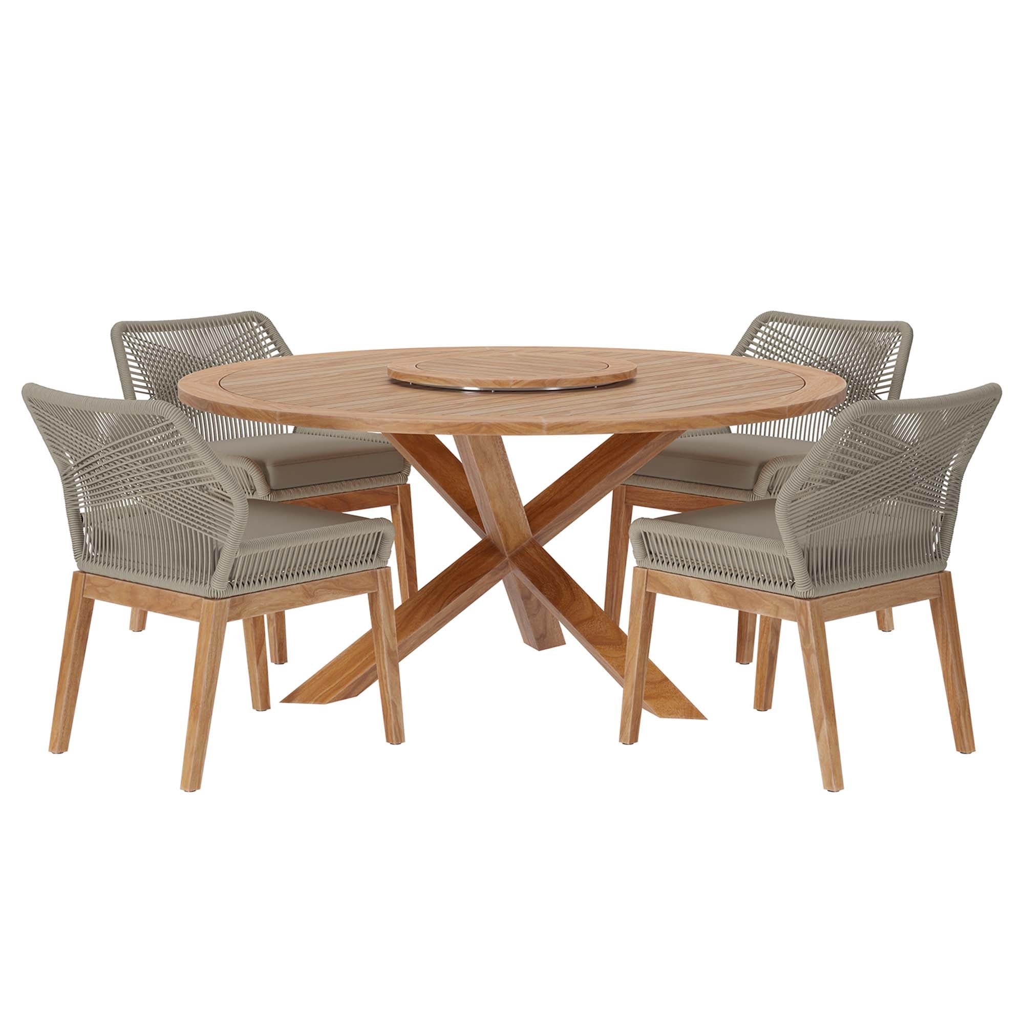 Wellspring 5-Piece Outdoor Patio Teak Wood Dining Set by Modway - Best Buy Furniture
