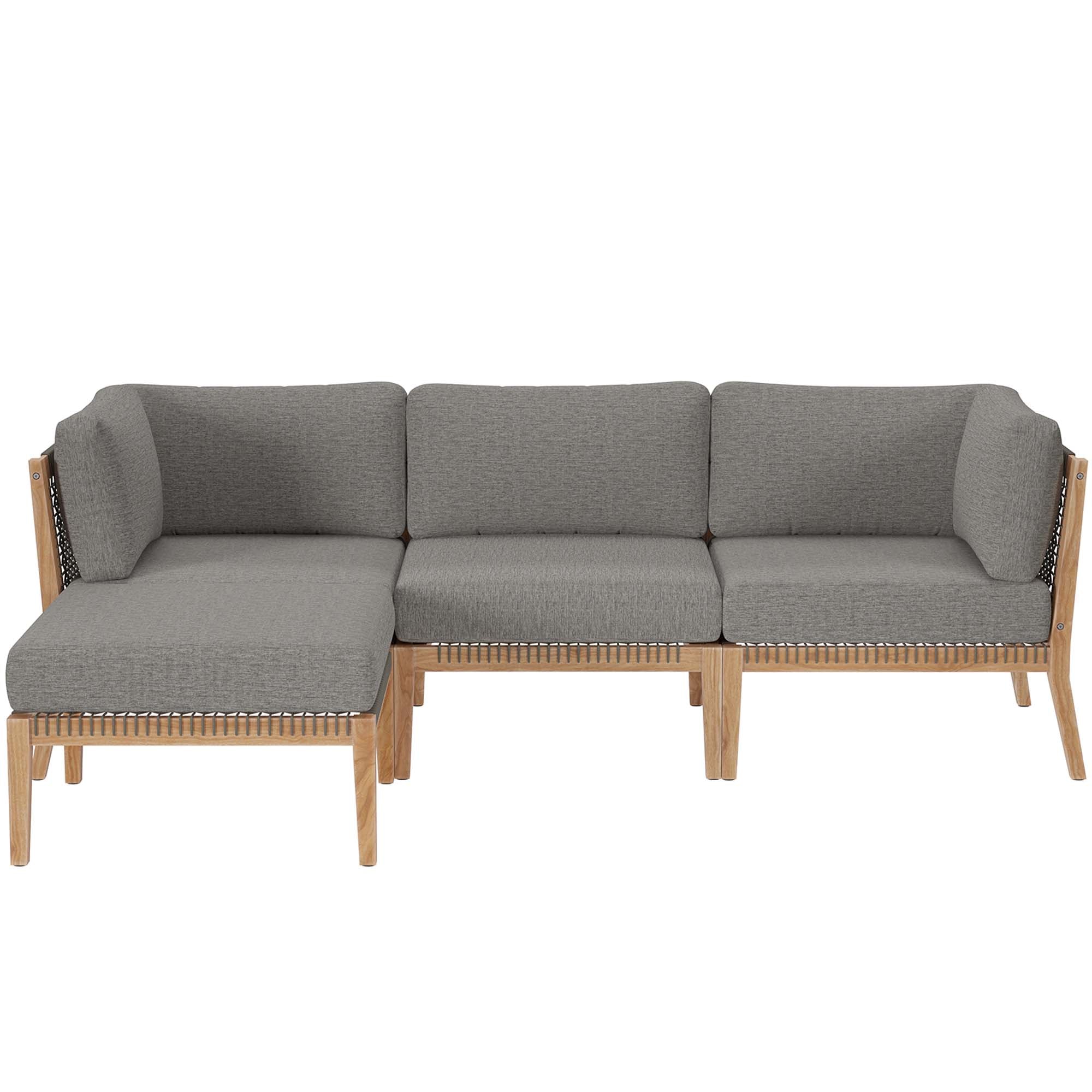 Clearwater 4-Piece Outdoor Patio Teak Wood Sectional Sofa by Modway - Best Buy Furniture