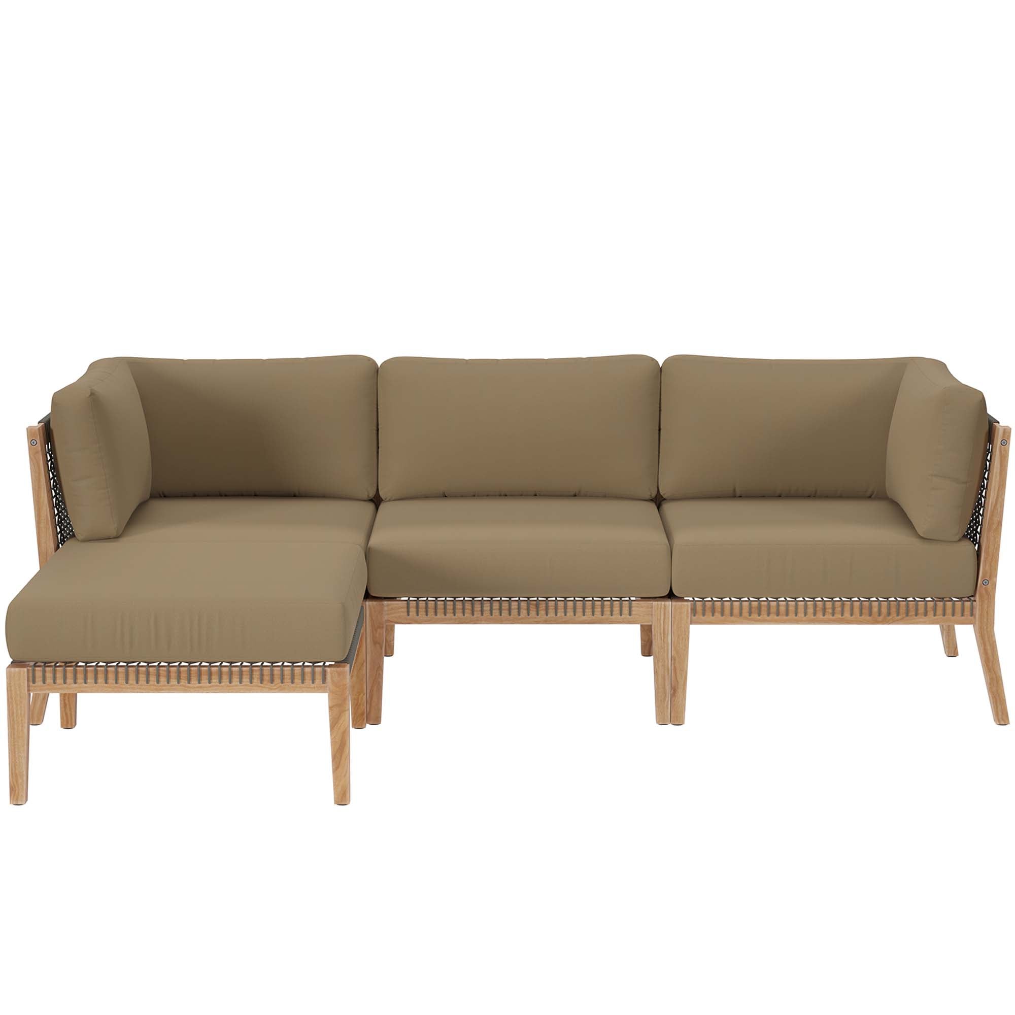 Clearwater 4-Piece Outdoor Patio Teak Wood Sectional Sofa by Modway - Best Buy Furniture