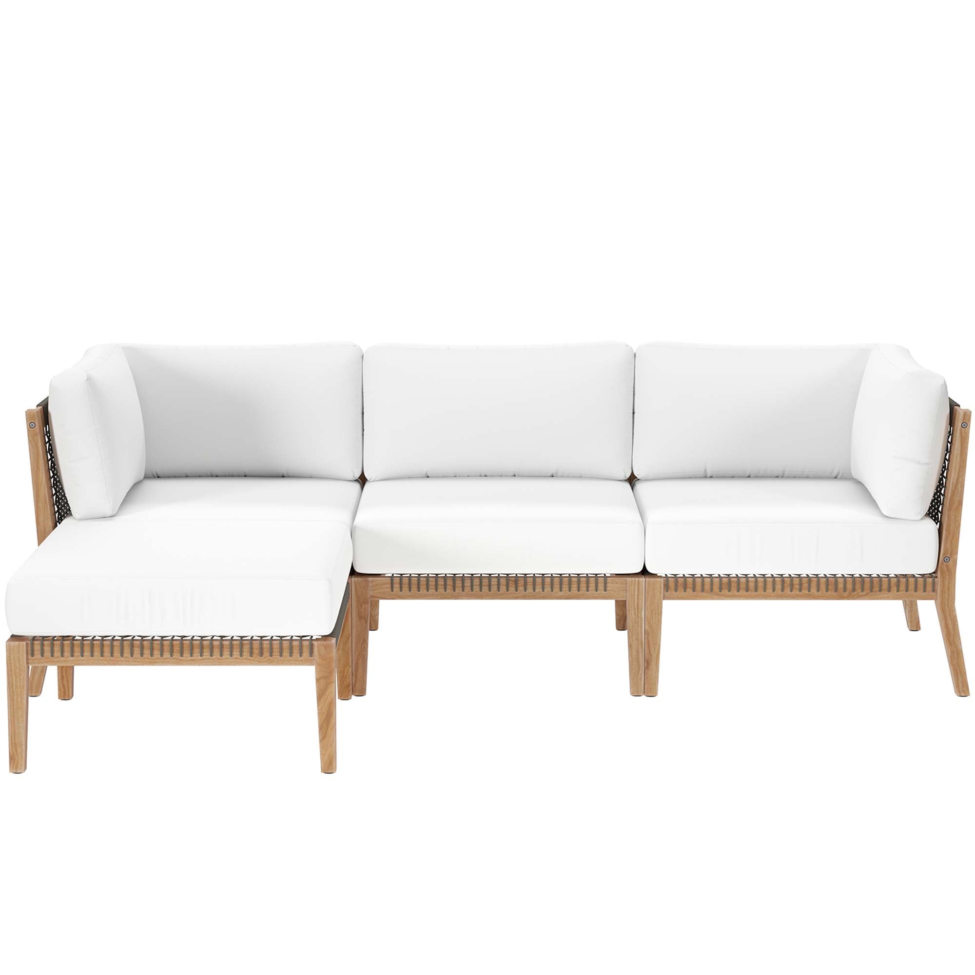 Clearwater 4-Piece Outdoor Patio Teak Wood Sectional Sofa by Modway - Best Buy Furniture