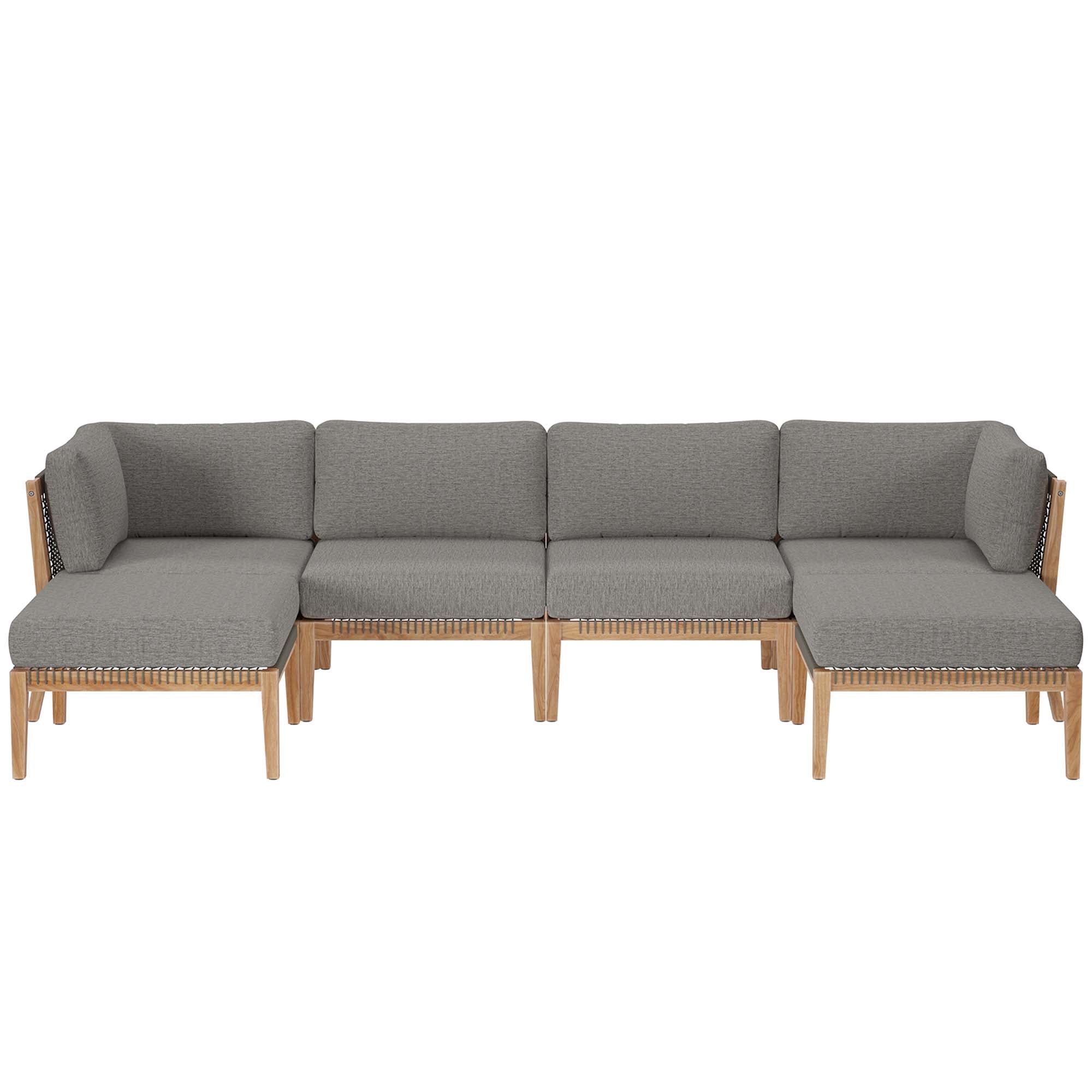 Clearwater 6-Piece Outdoor Patio Teak Wood Sectional Sofa by Modway - Best Buy Furniture