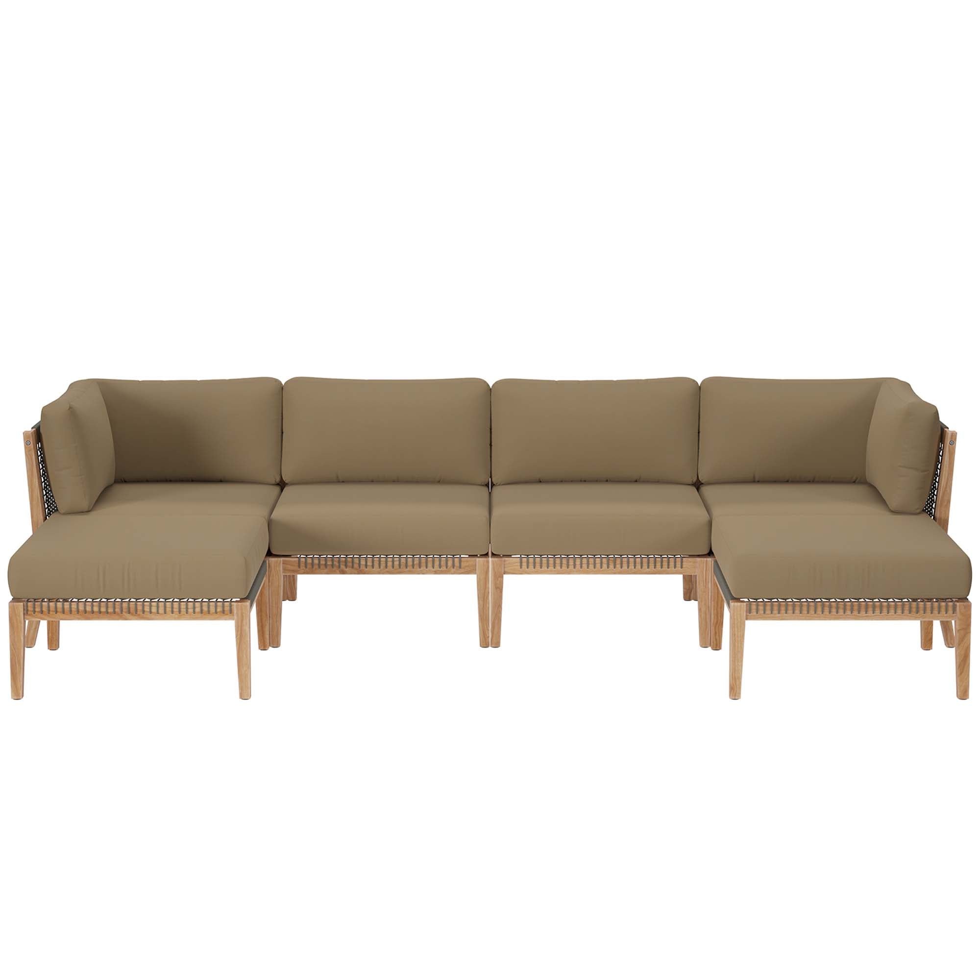 Clearwater 6-Piece Outdoor Patio Teak Wood Sectional Sofa by Modway - Best Buy Furniture