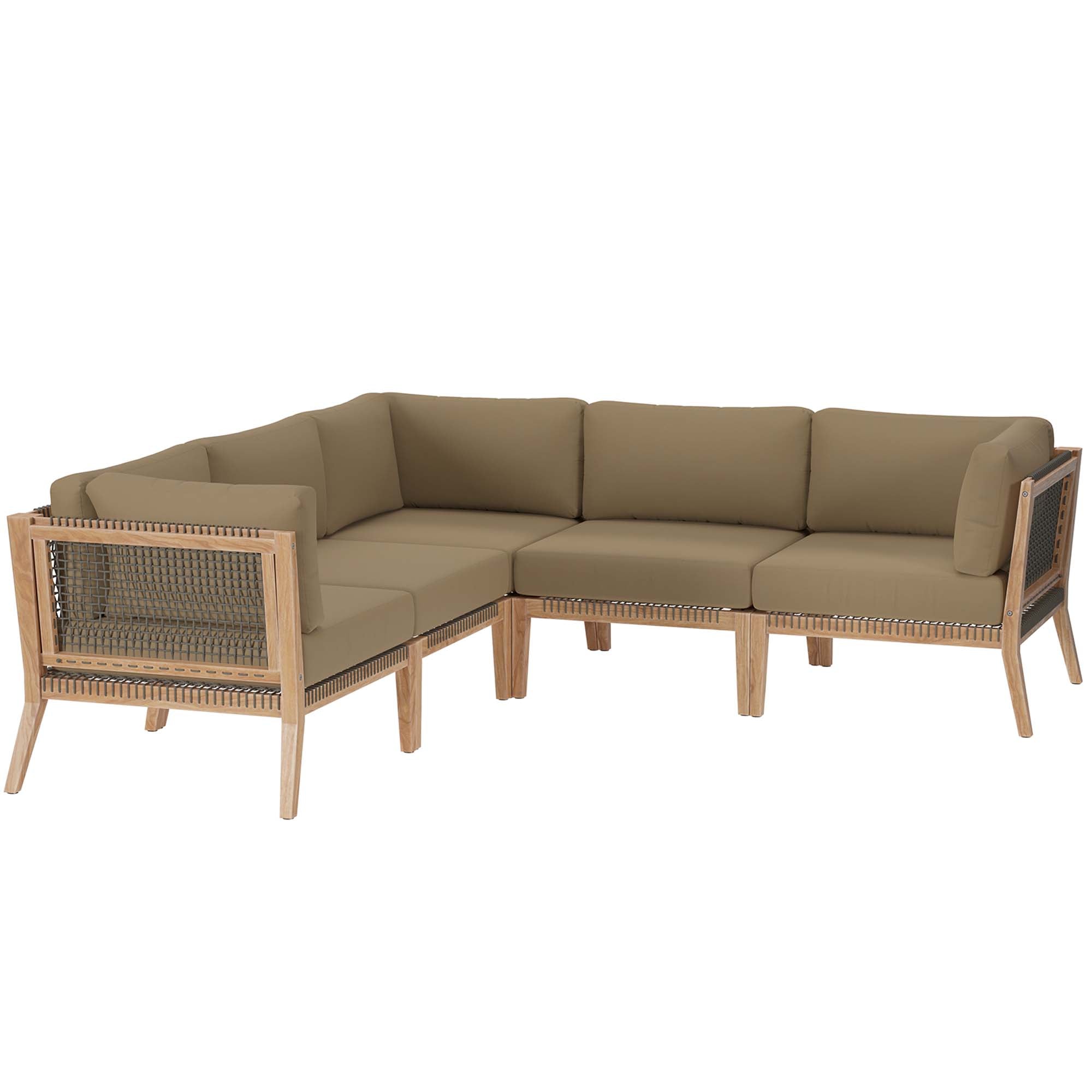 Clearwater 5-Piece Outdoor Patio Teak Wood Sectional Sofa by Modway - Best Buy Furniture