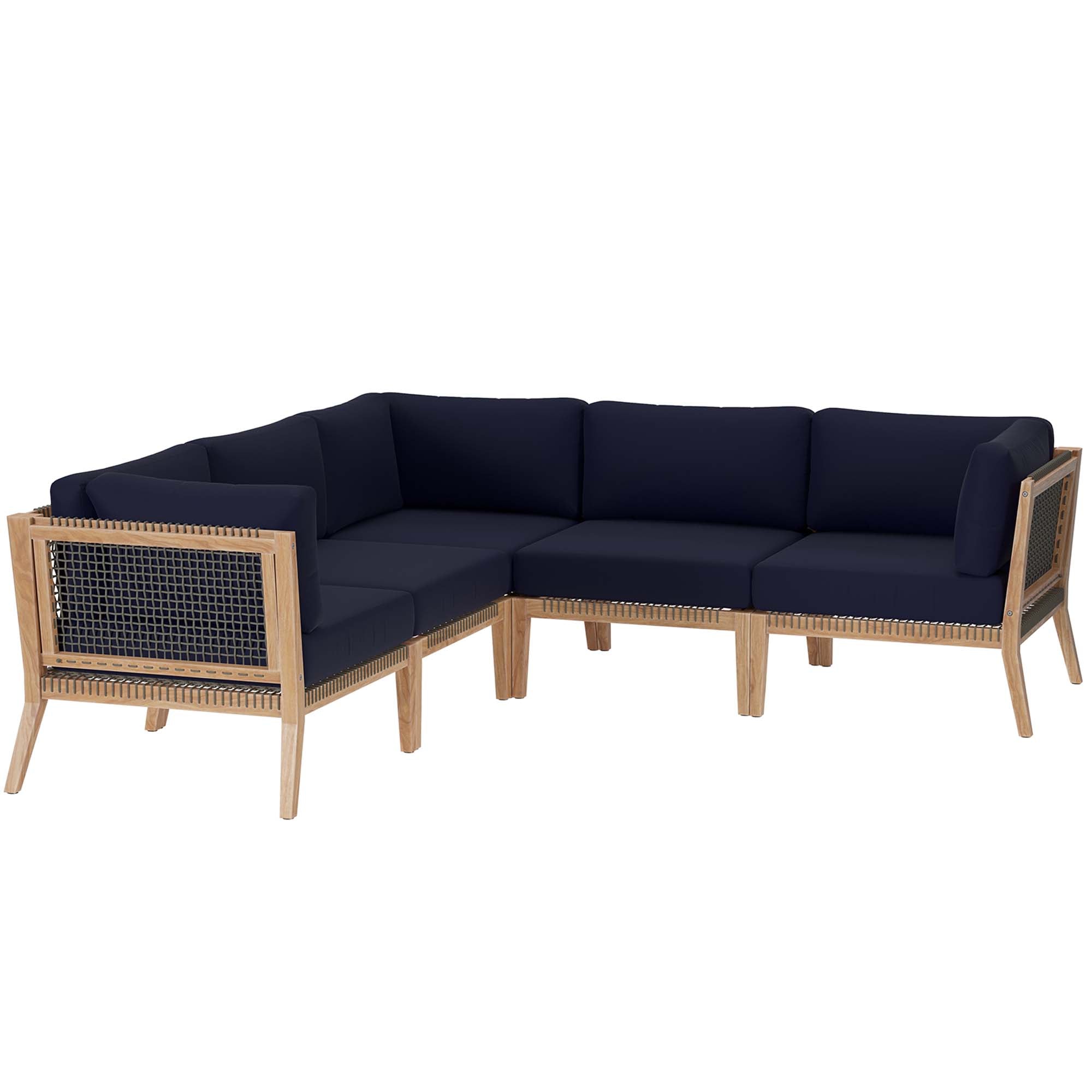 Clearwater 5-Piece Outdoor Patio Teak Wood Sectional Sofa by Modway - Best Buy Furniture