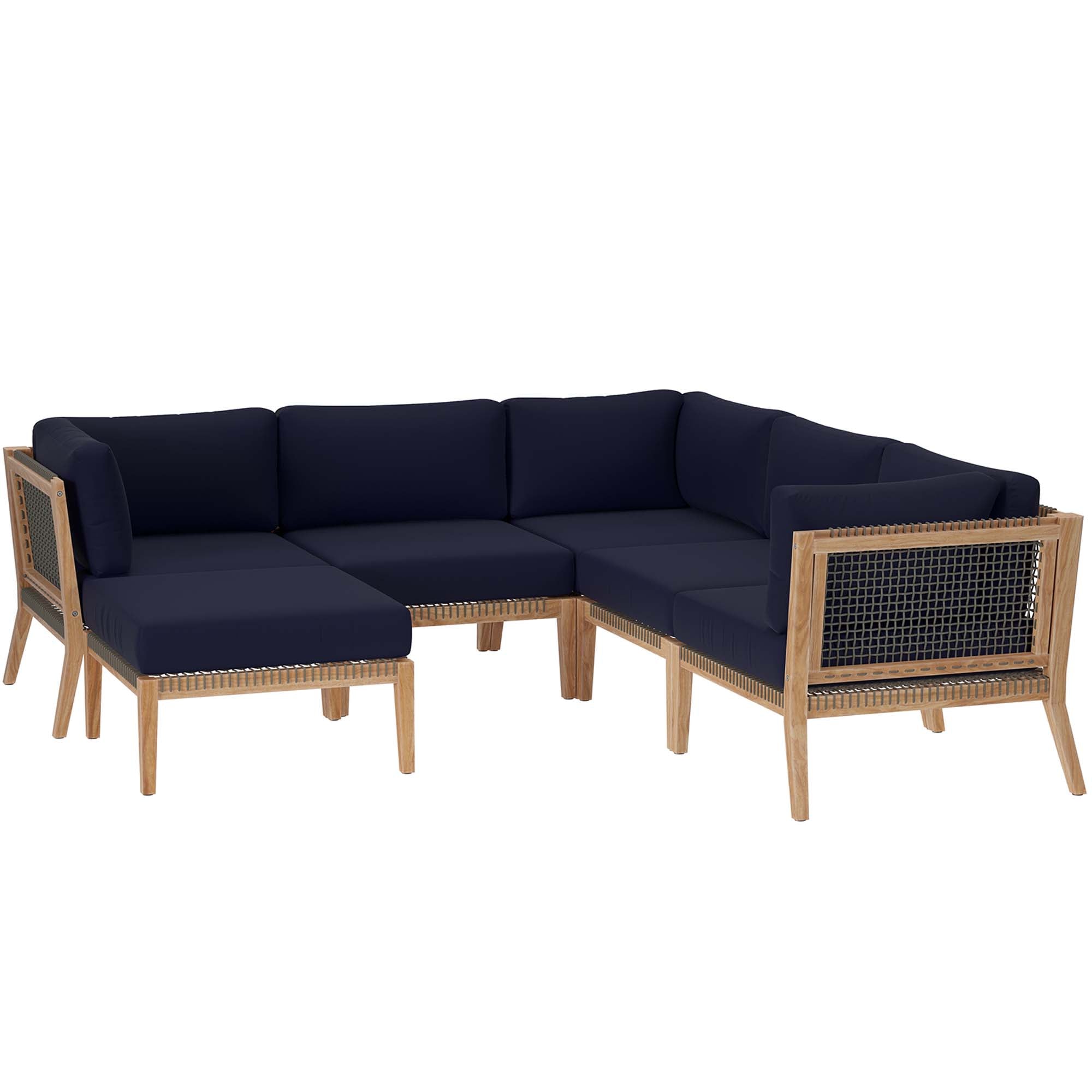 Clearwater 6-Piece Outdoor Patio Teak Wood Sectional Sofa by Modway - Best Buy Furniture