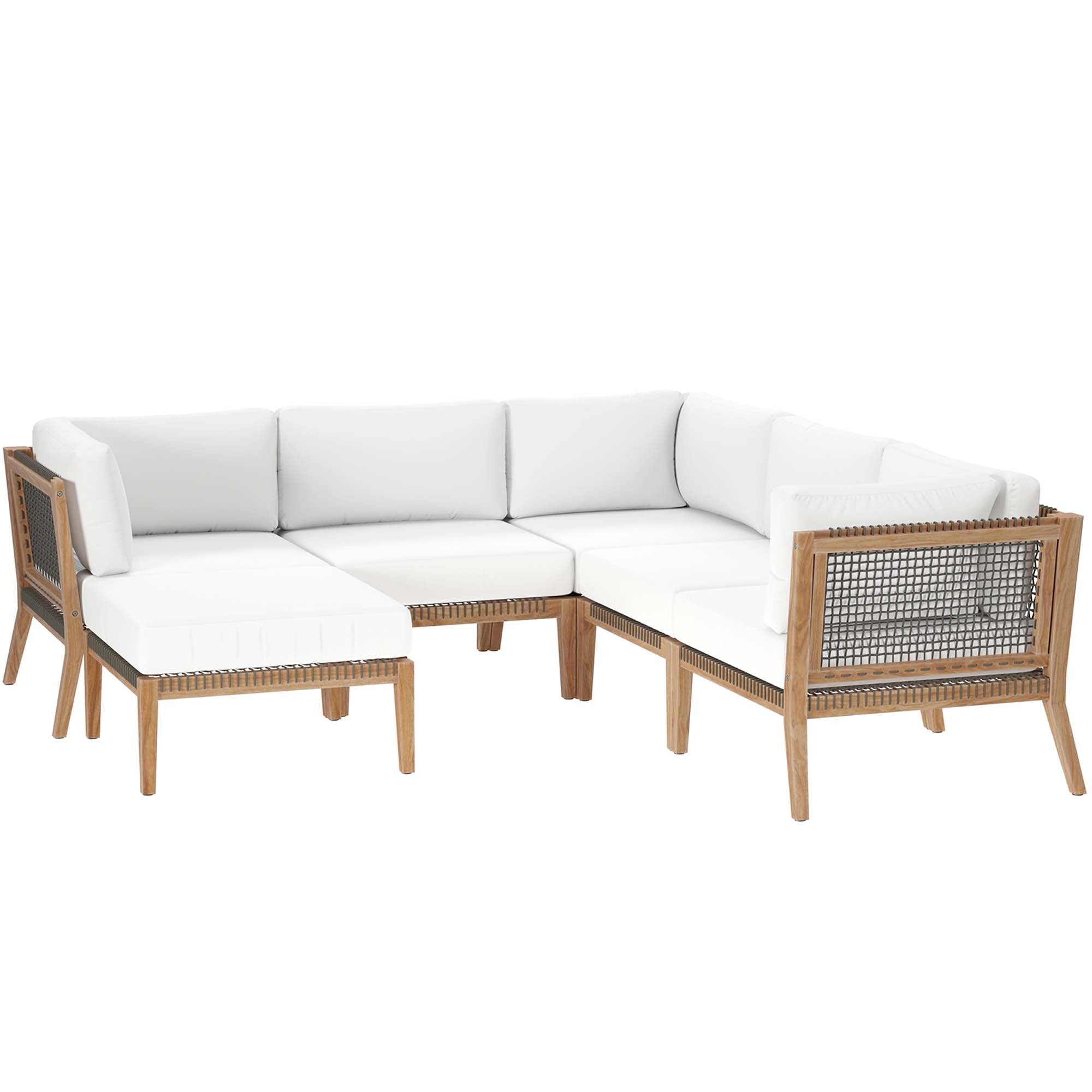 Clearwater 6-Piece Outdoor Patio Teak Wood Sectional Sofa by Modway - Best Buy Furniture
