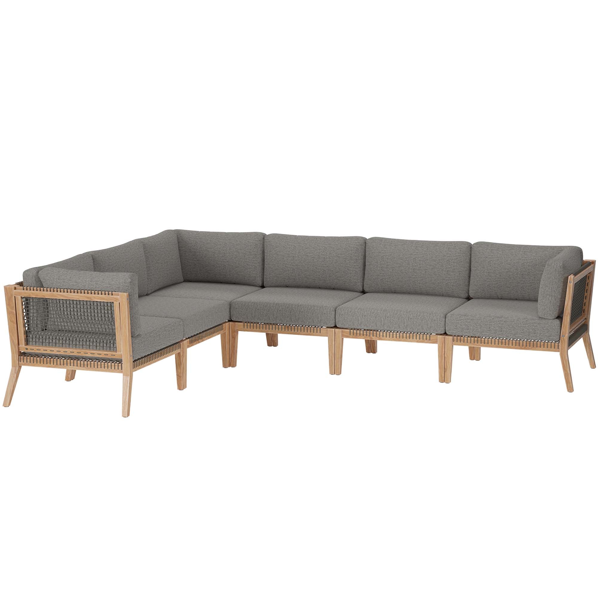 Clearwater 6-Piece Outdoor Patio Teak Wood Sectional Sofa by Modway - Best Buy Furniture