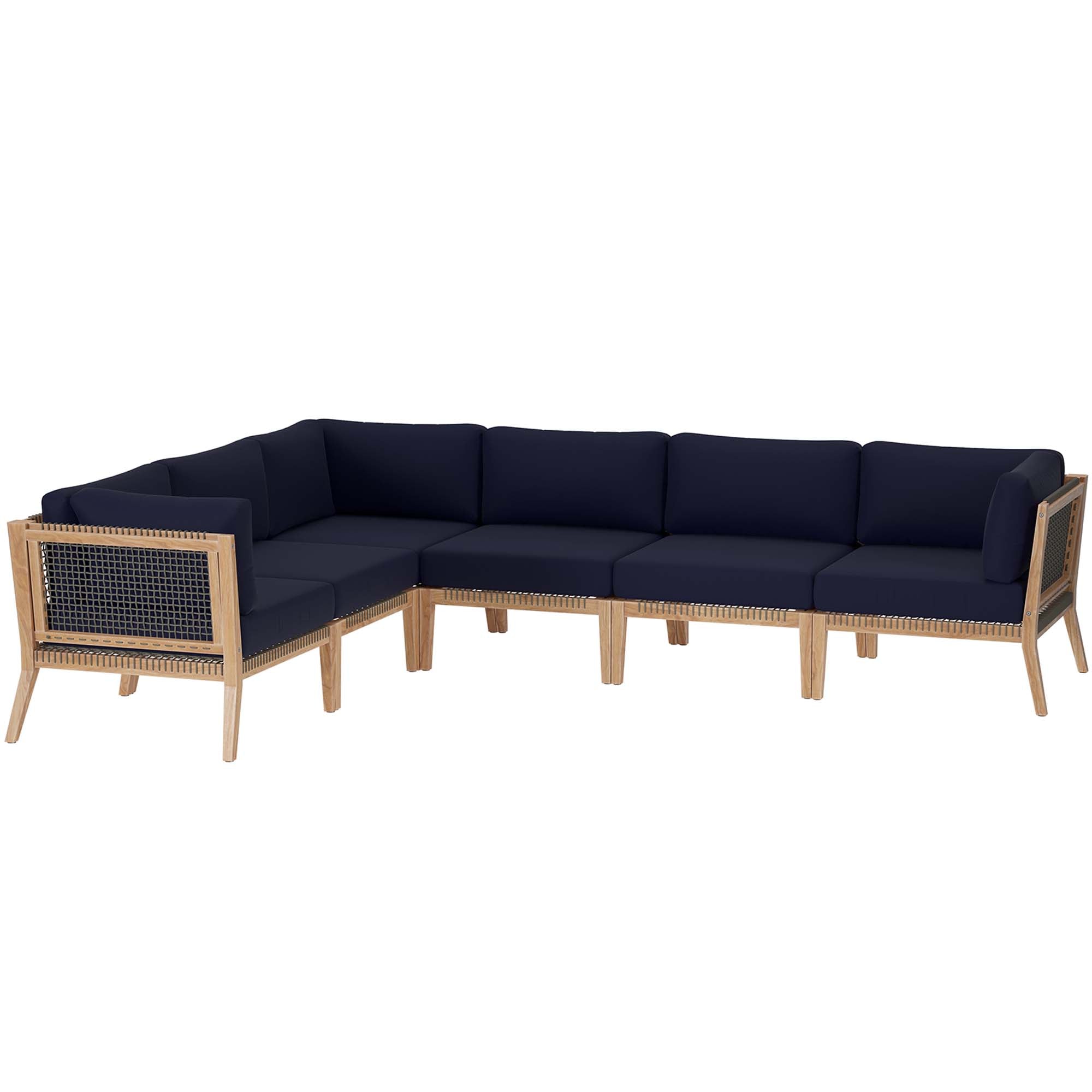 Clearwater 6-Piece Outdoor Patio Teak Wood Sectional Sofa by Modway - Best Buy Furniture