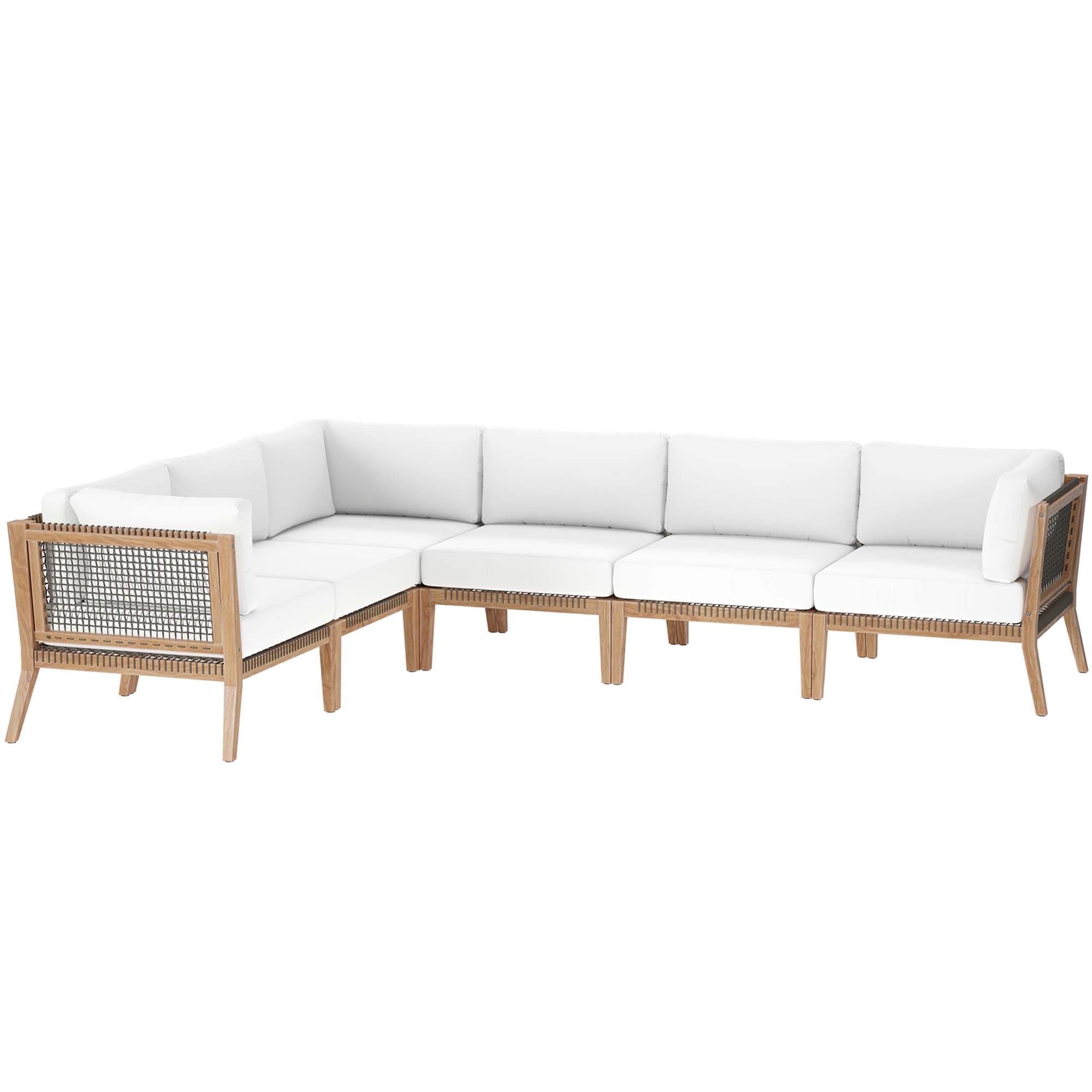Clearwater 6-Piece Outdoor Patio Teak Wood Sectional Sofa by Modway - Best Buy Furniture