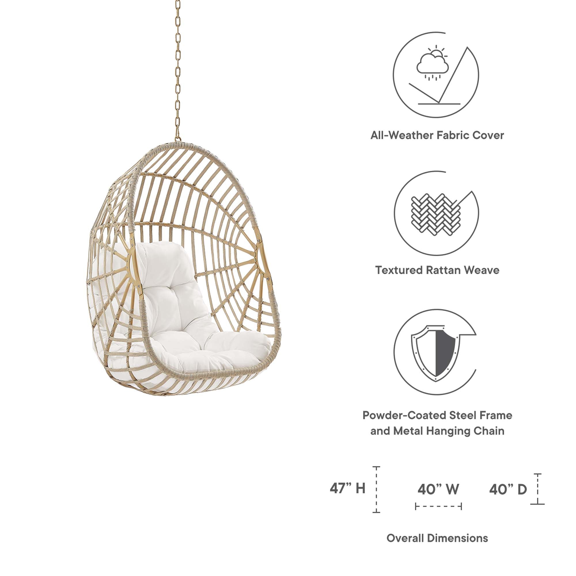 Amalie Wicker Rattan Outdoor Patio Rattan Swing Chair without Stand by Modway - Best Buy Furniture