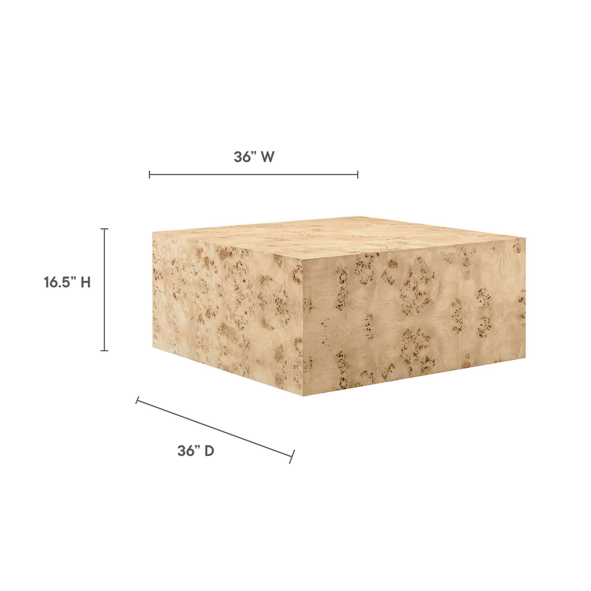 Cosmos 36" Square Burl Wood Coffee Table by Modway - Best Buy Furniture