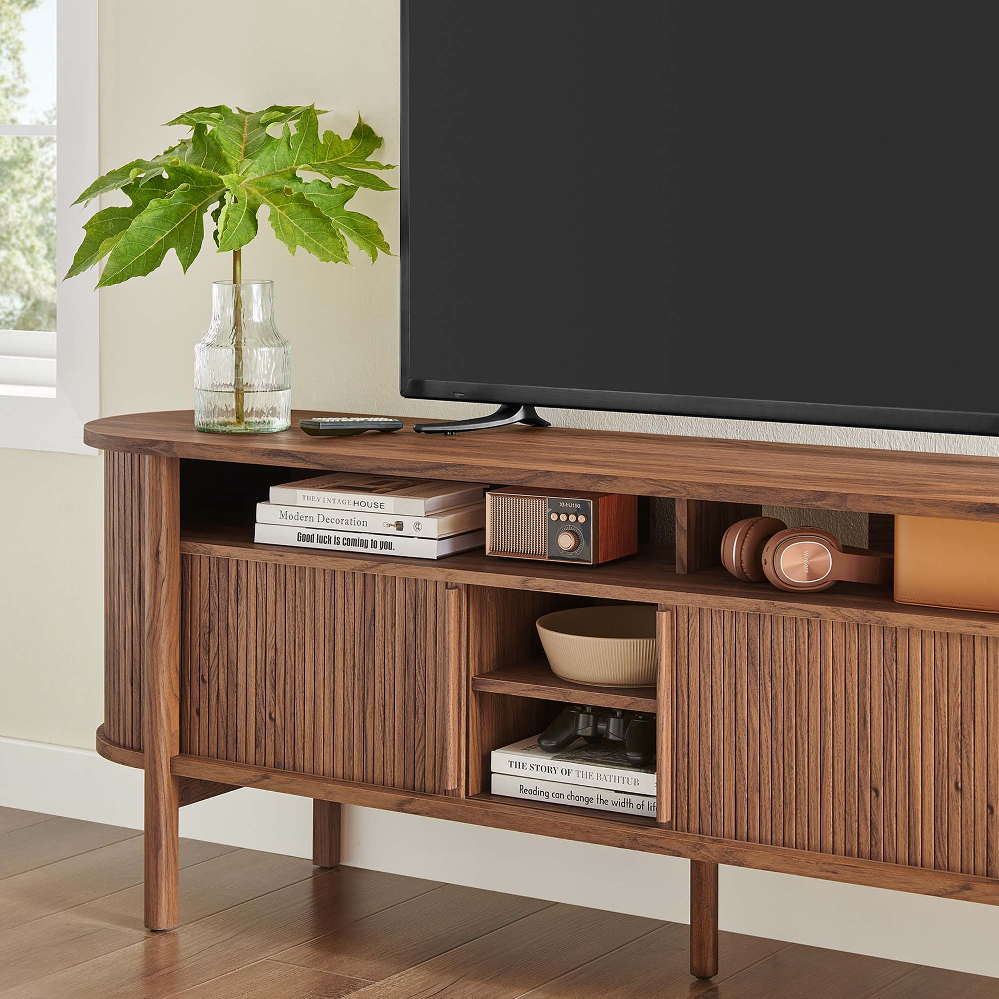 Cadence 71" Curved TV Stand - Best Buy Furniture