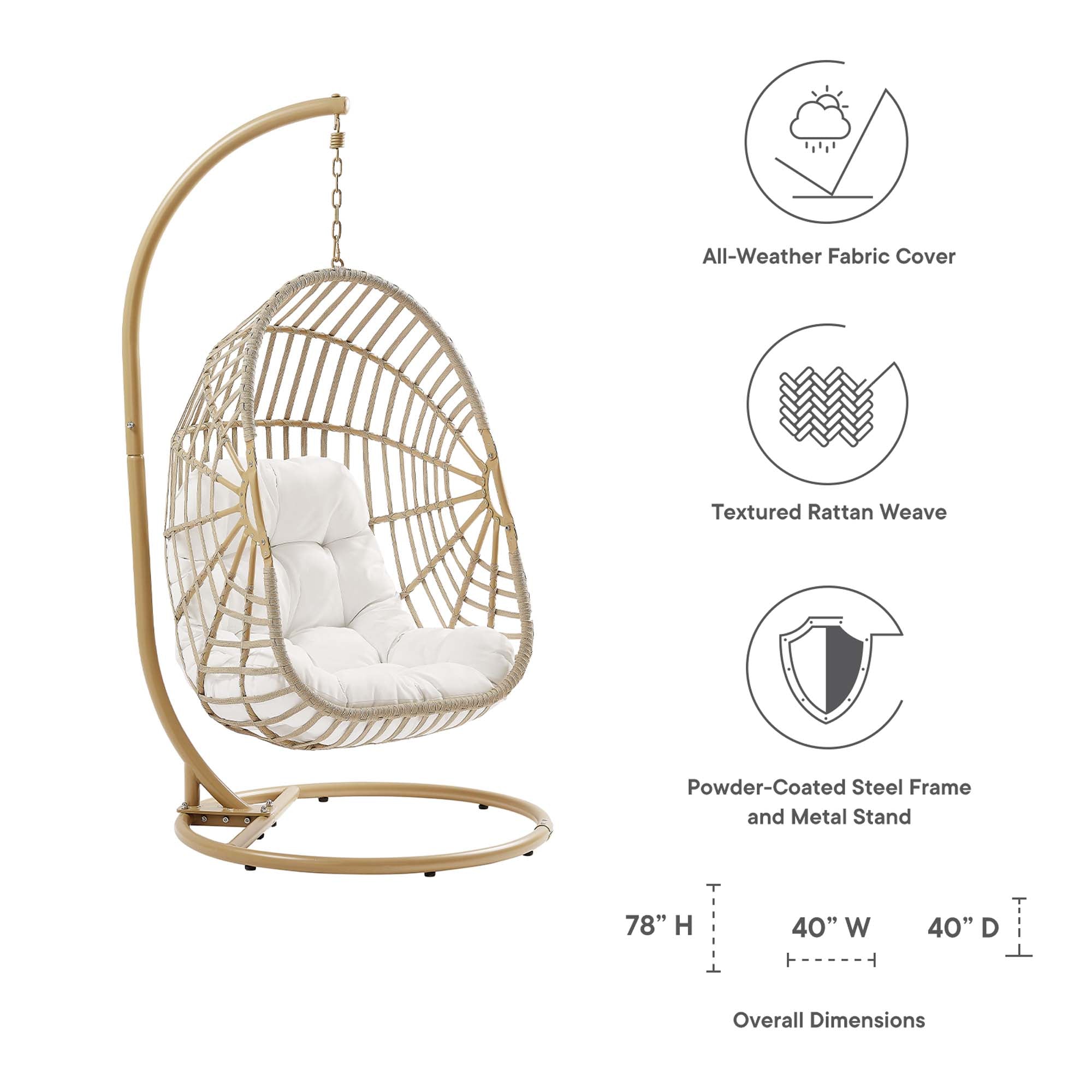 Amalie Wicker Rattan Outdoor Patio Rattan Swing Chair by Modway - Best Buy Furniture