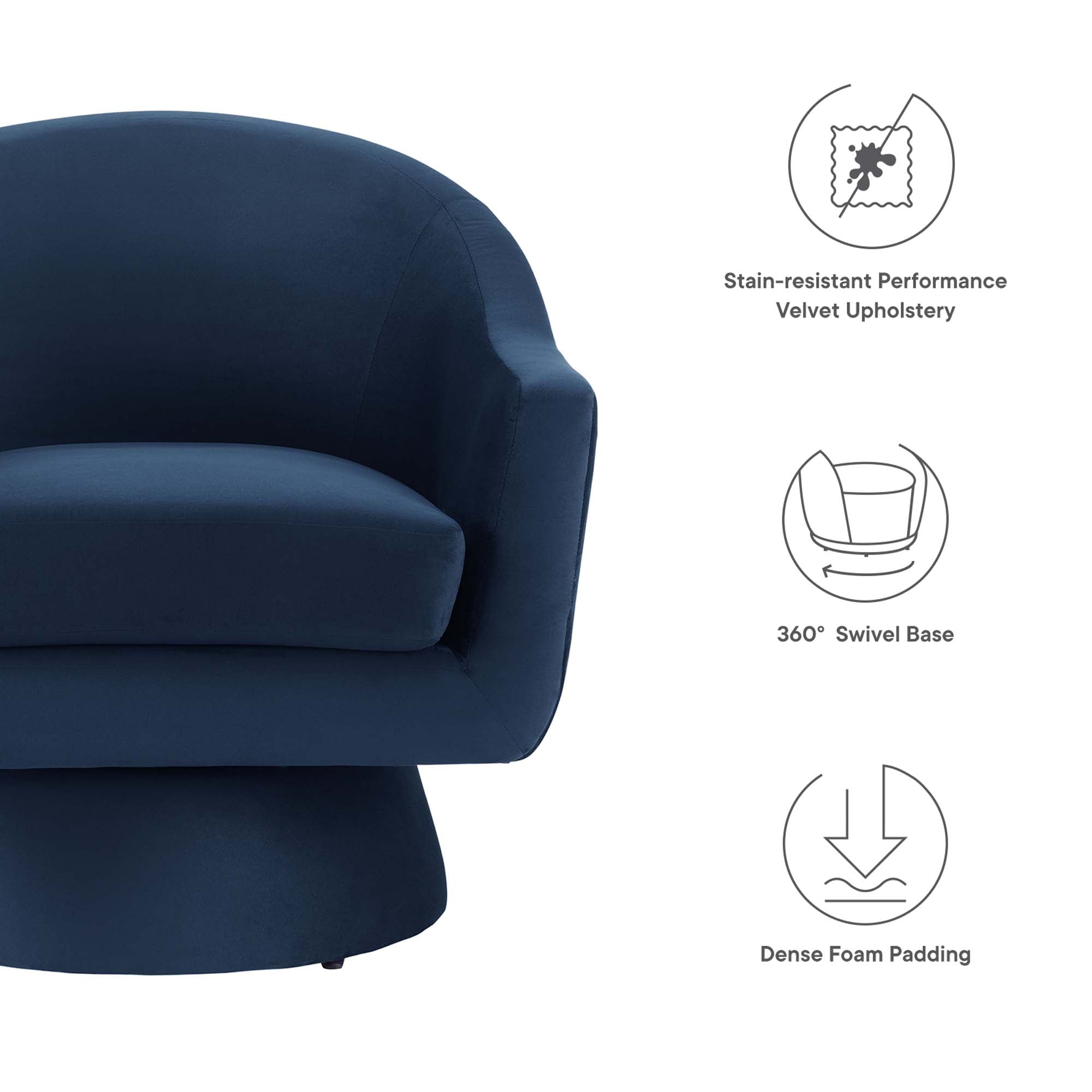 Astral Performance Velvet Fabric and Wood Swivel Chair by Modway - Best Buy Furniture