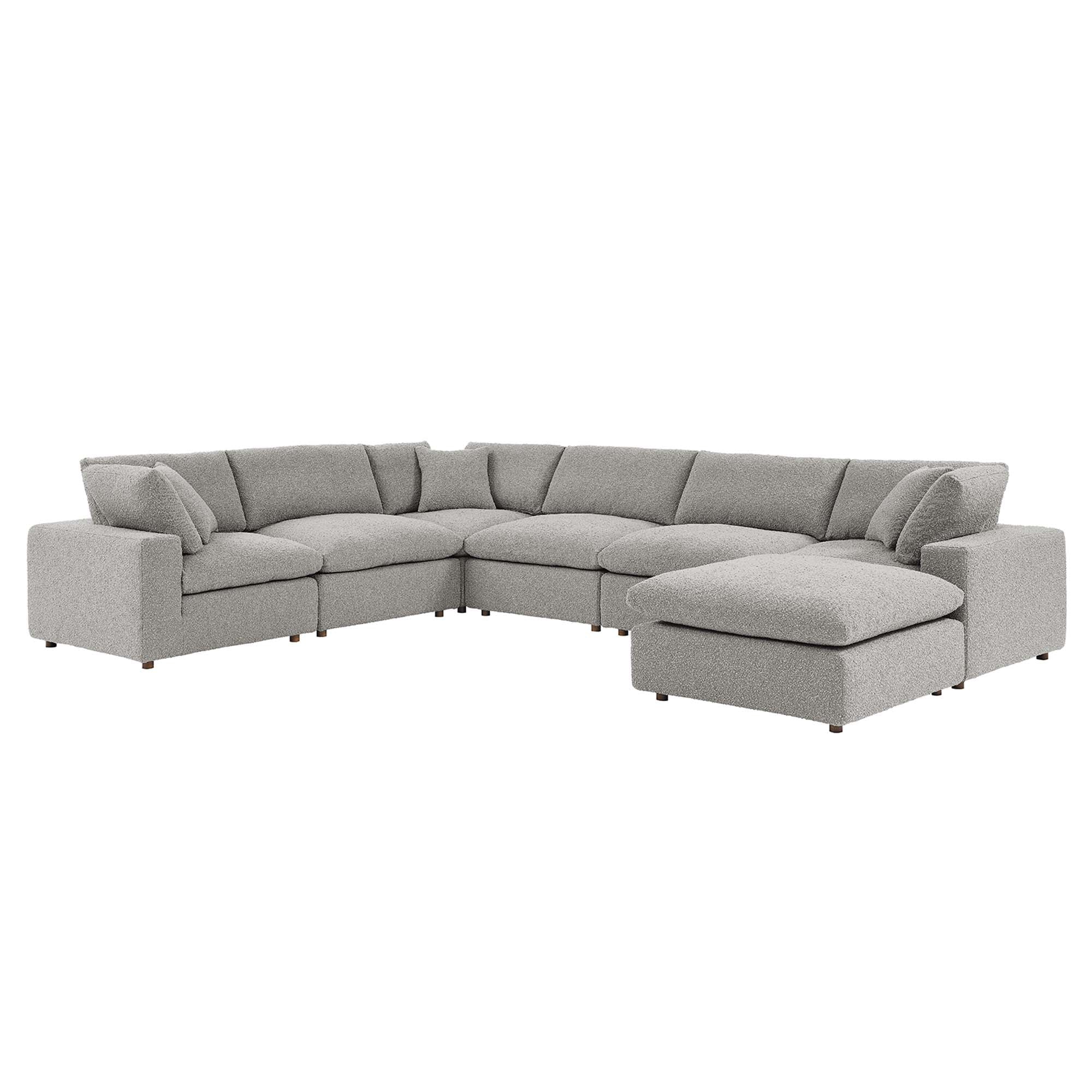 Commix 7-Piece Down Filled Overstuffed Boucle Sectional Sofa by Modway - Best Buy Furniture