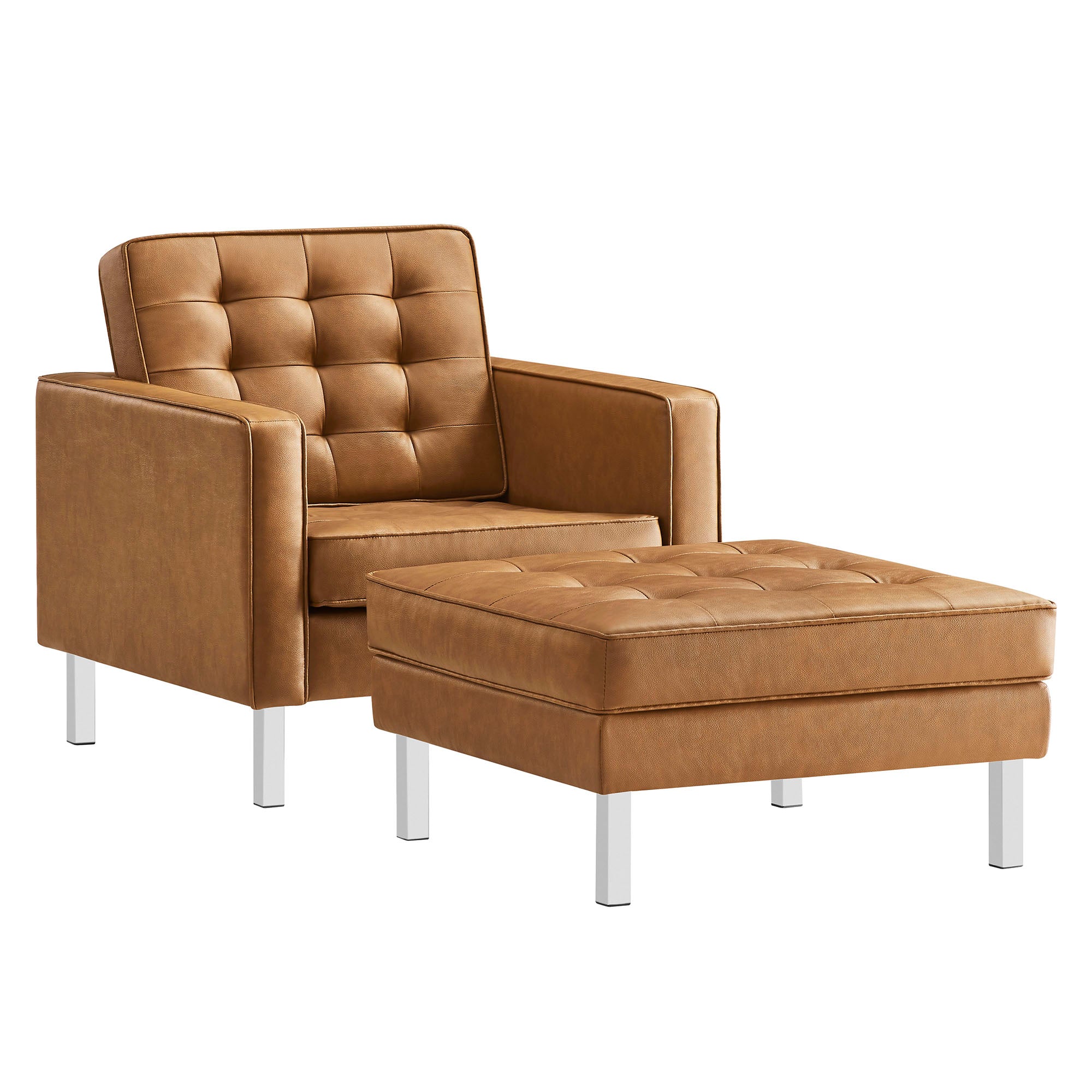 Loft Tufted Vegan Leather Armchair and Ottoman Set by Modway - Best Buy Furniture