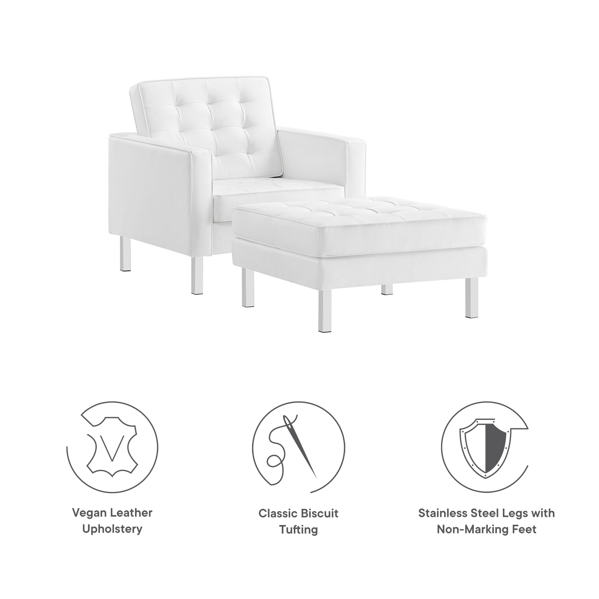 Loft Tufted Vegan Leather Armchair and Ottoman Set by Modway - Best Buy Furniture