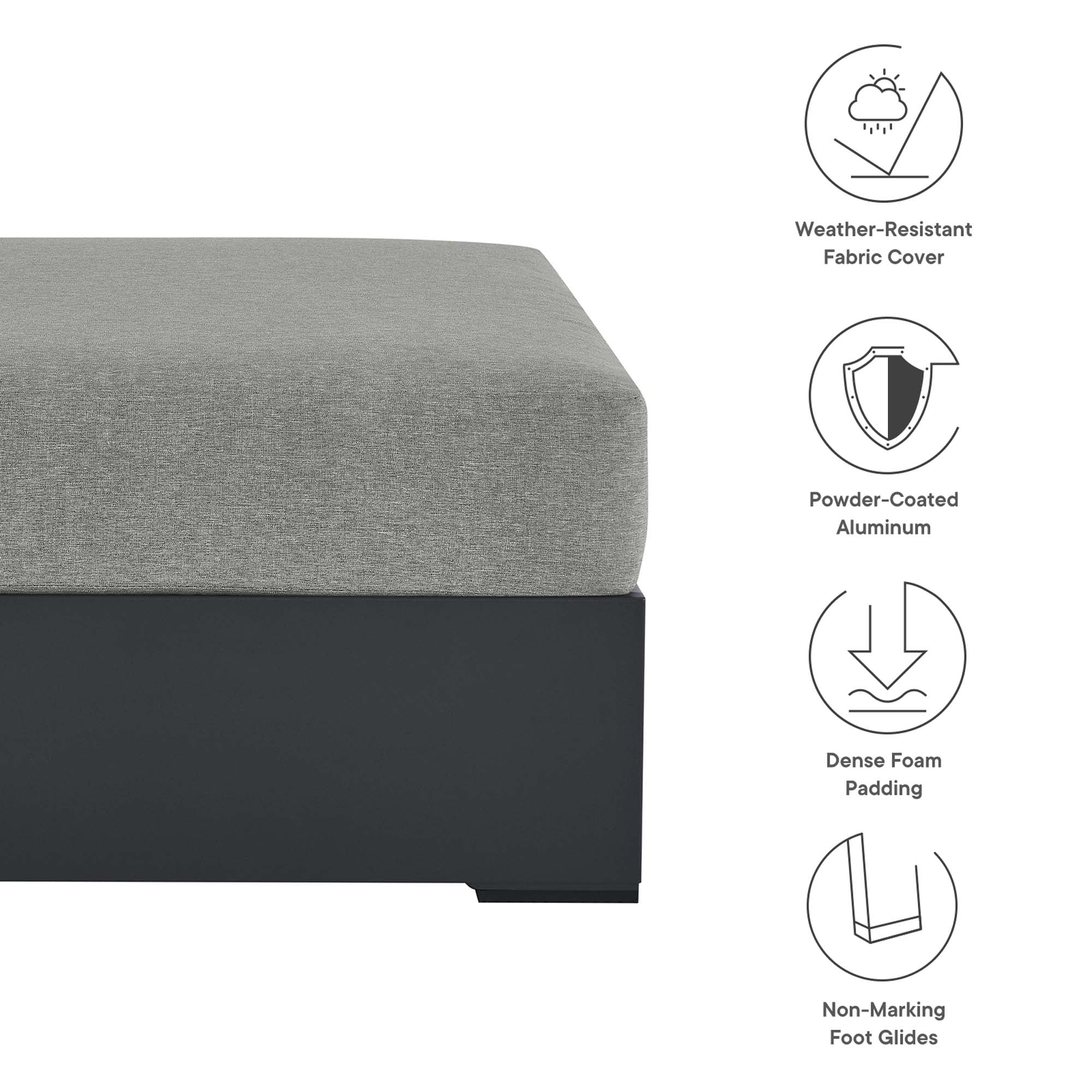 Tahoe Outdoor Patio Powder-Coated Aluminum Ottoman by Modway - Best Buy Furniture