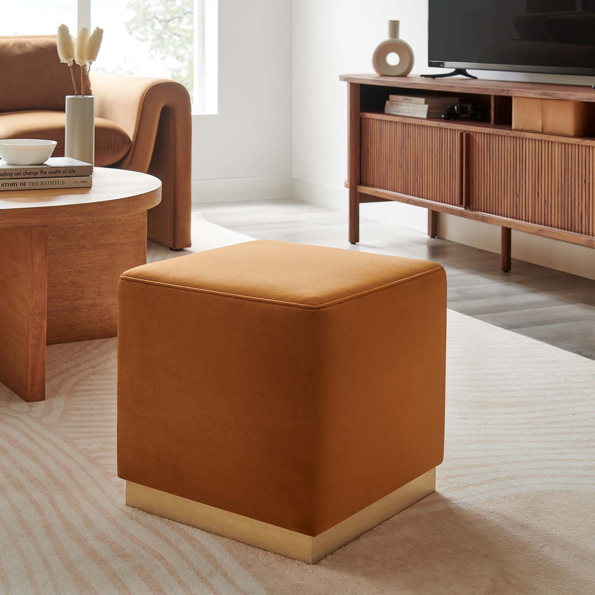 Tilden 17" Square Performance Velvet Upholstered Ottoman by Modway - Best Buy Furniture
