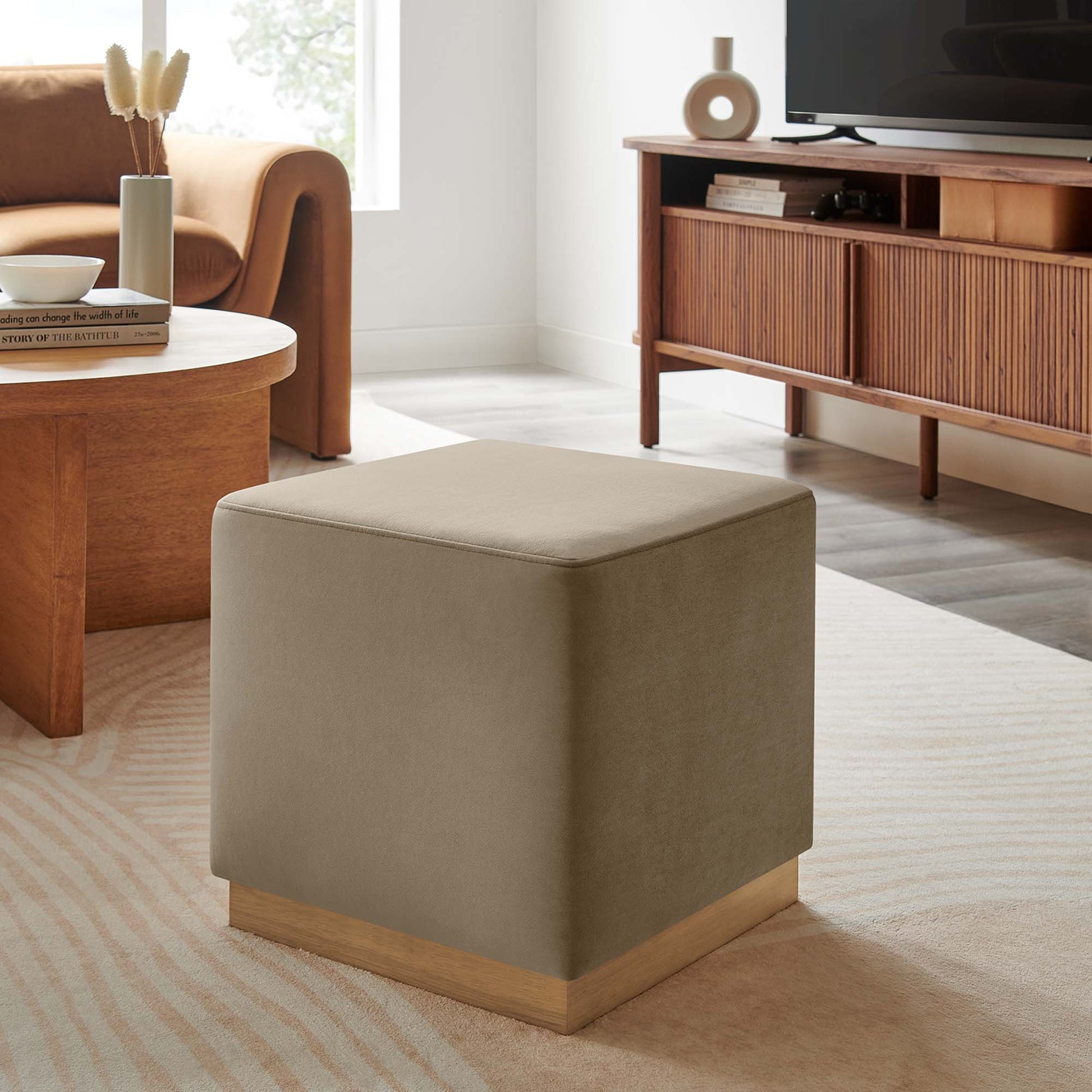 Tilden 17" Square Performance Velvet Upholstered Ottoman by Modway - Best Buy Furniture