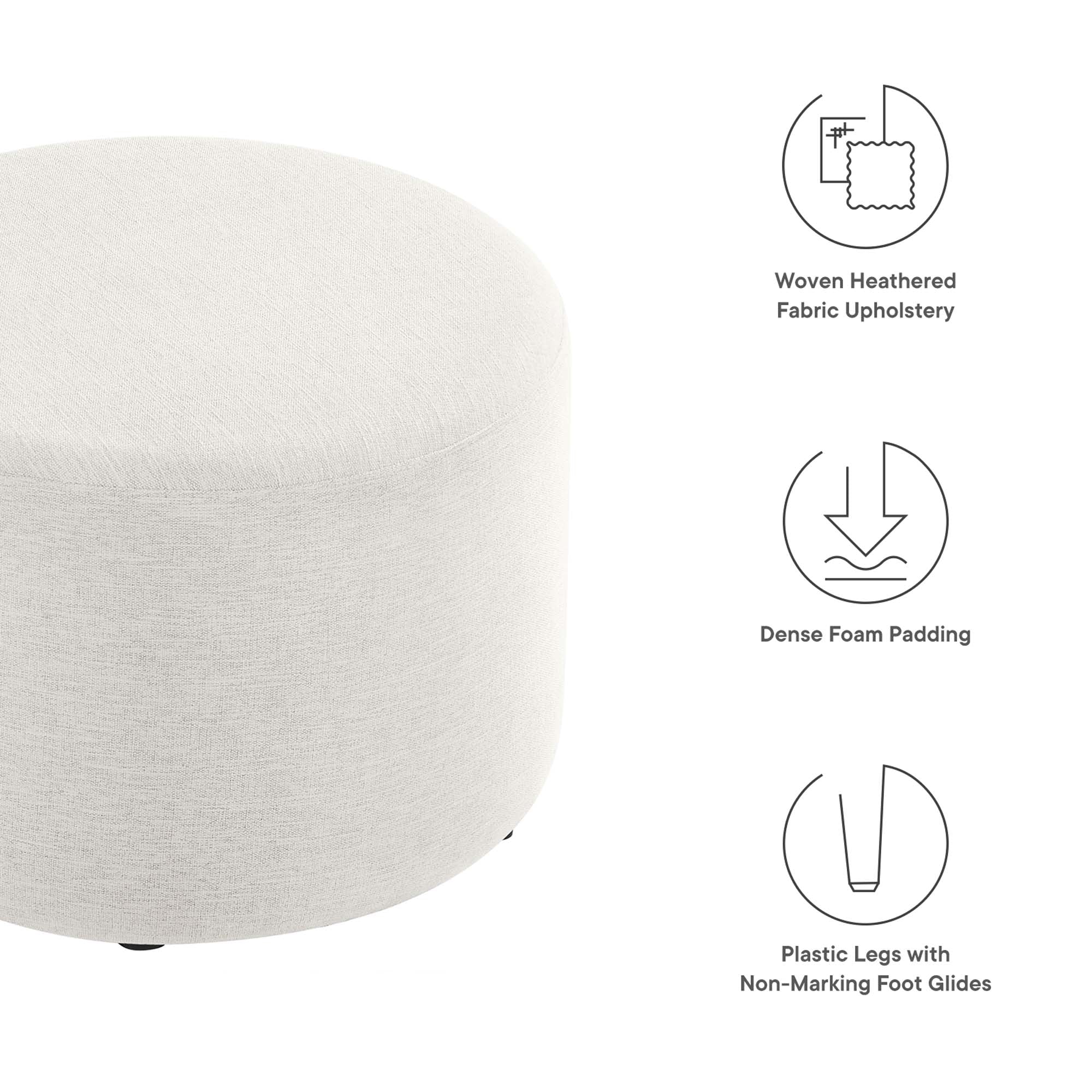 Callum Large 23" Round Woven Heathered Fabric Upholstered Ottoman by Modway - Best Buy Furniture