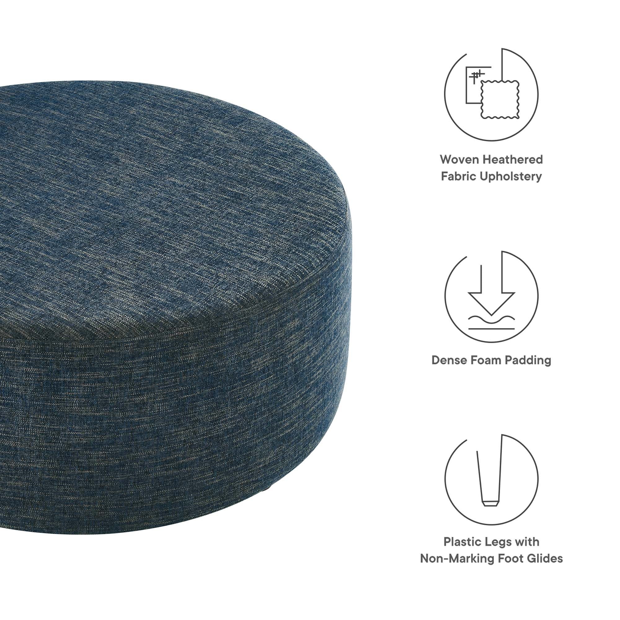 Callum Large 38" Round Woven Heathered Fabric Upholstered Ottoman by Modway - Best Buy Furniture