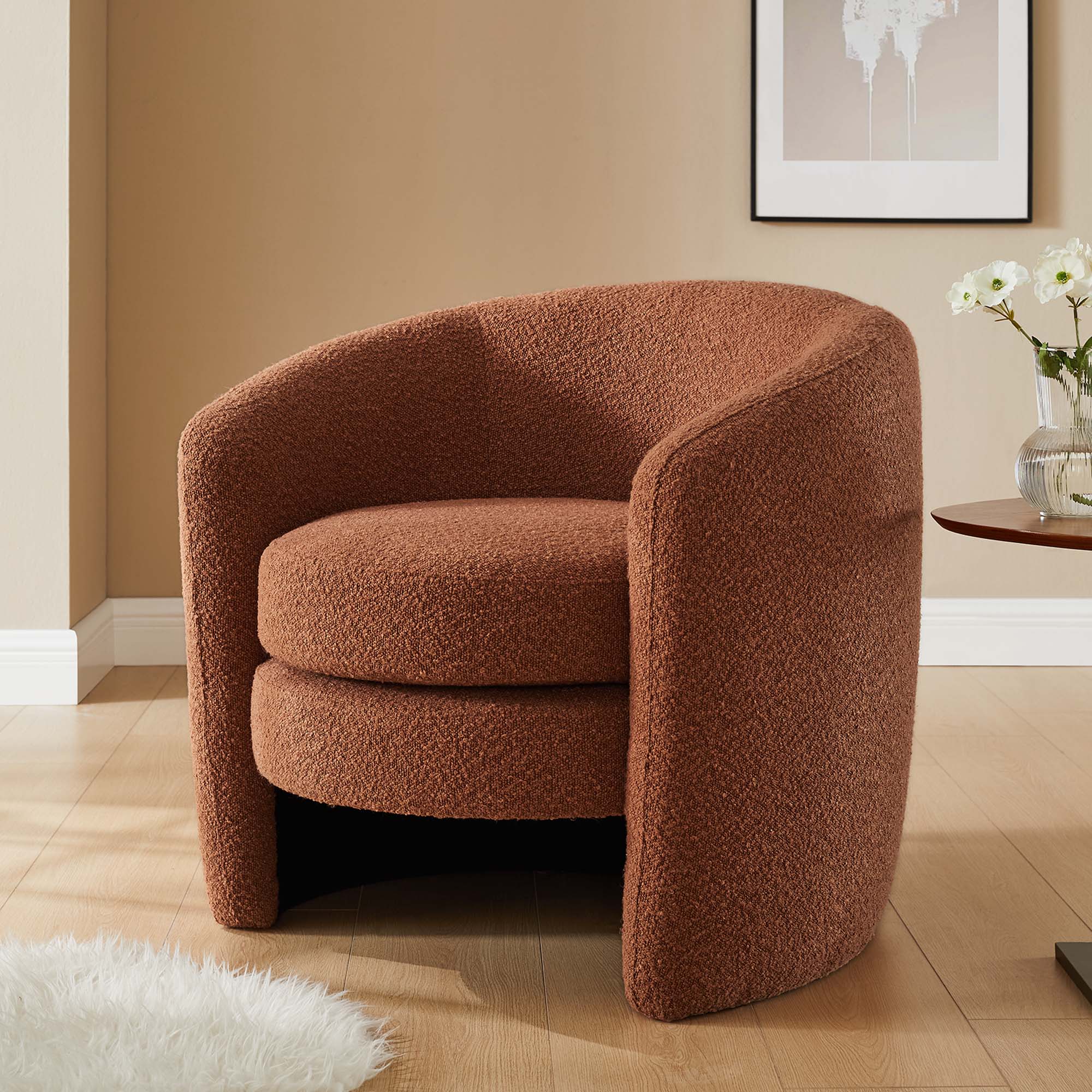 Affinity Upholstered Boucle Fabric Curved Back Armchair - Best Buy Furniture