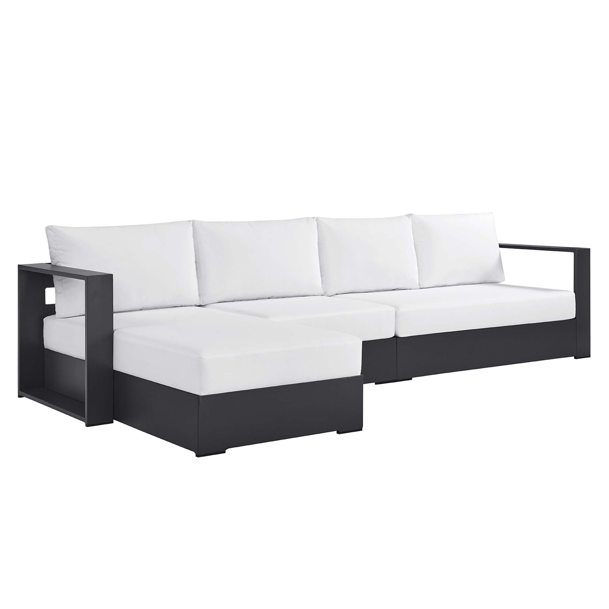 Tahoe 3-Piece Outdoor Patio Powder-Coated Aluminum Left-Facing Chaise Sectional Sofa Set by Modway - Best Buy Furniture