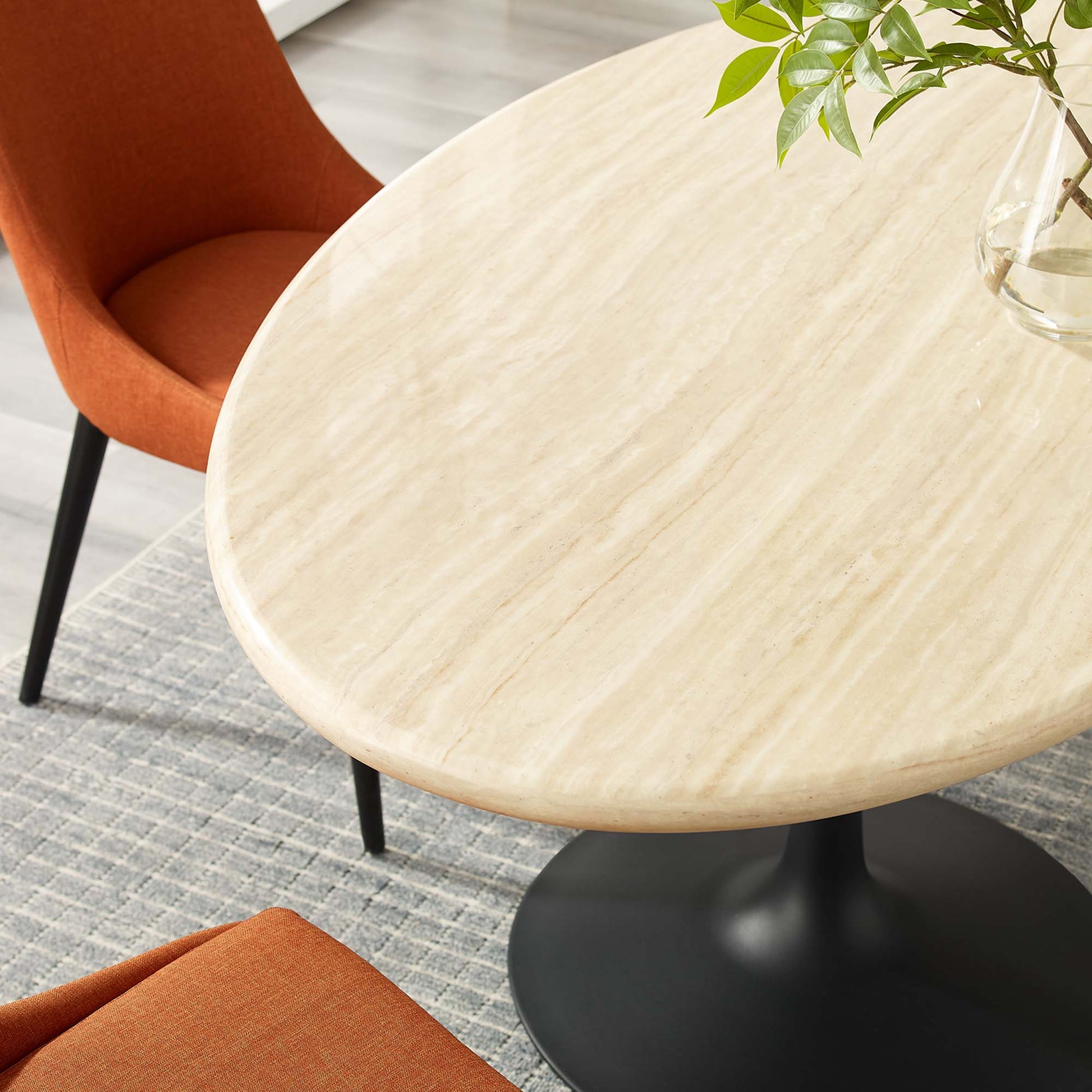 Lippa 60" Oval Faux Travertine Dining Table by Modway - Best Buy Furniture