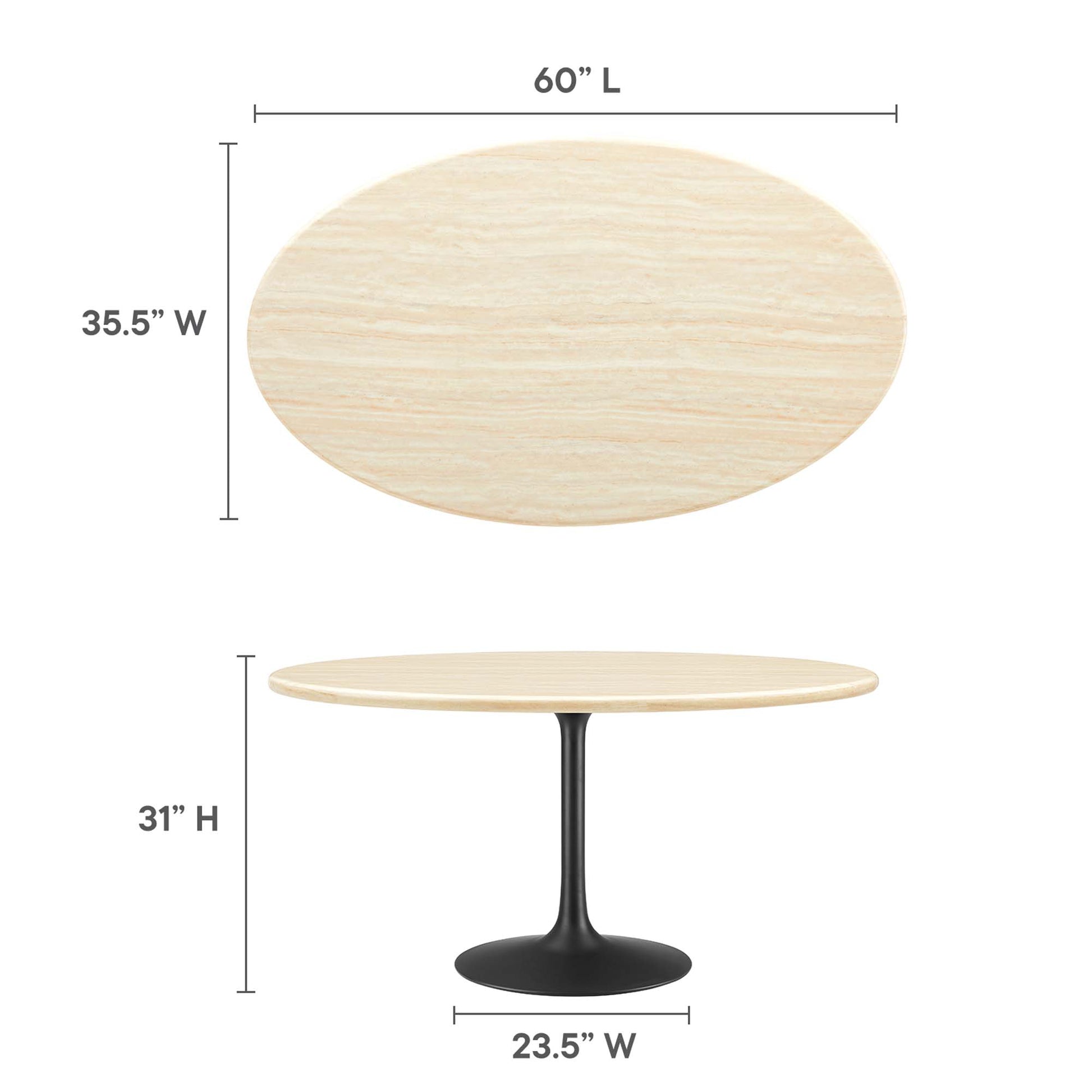 Lippa 60" Oval Faux Travertine Dining Table by Modway - Best Buy Furniture