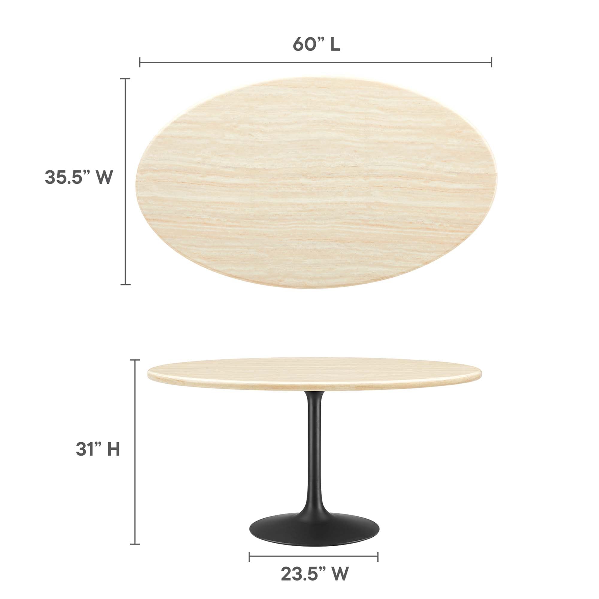 Lippa 60" Oval Faux Travertine Dining Table by Modway - Best Buy Furniture
