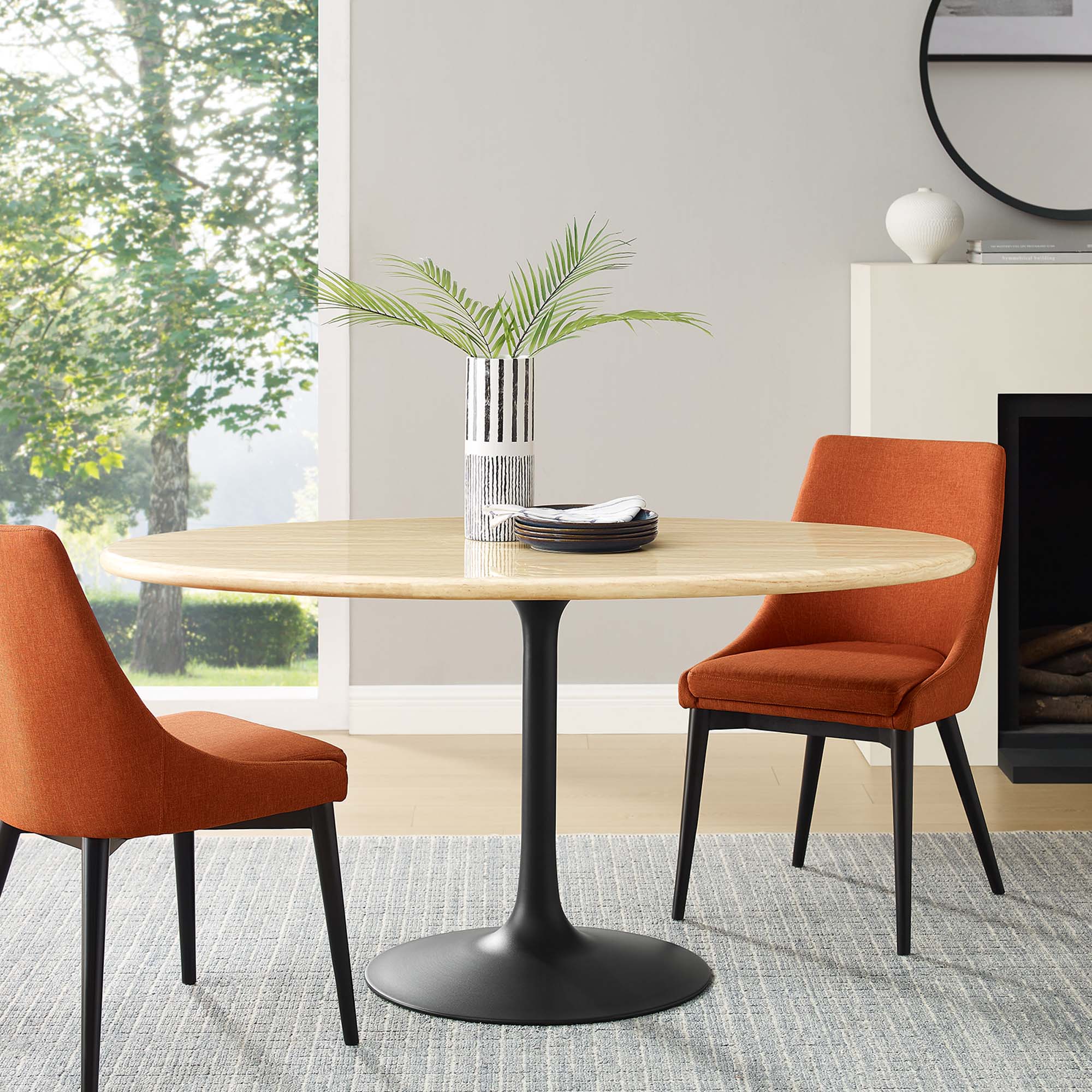 Lippa 60" Oval Faux Travertine Dining Table by Modway - Best Buy Furniture