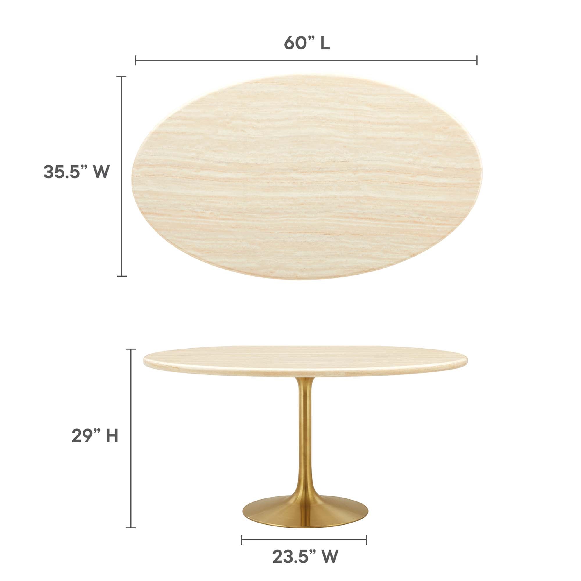 Lippa 60" Oval Faux Travertine Dining Table by Modway - Best Buy Furniture