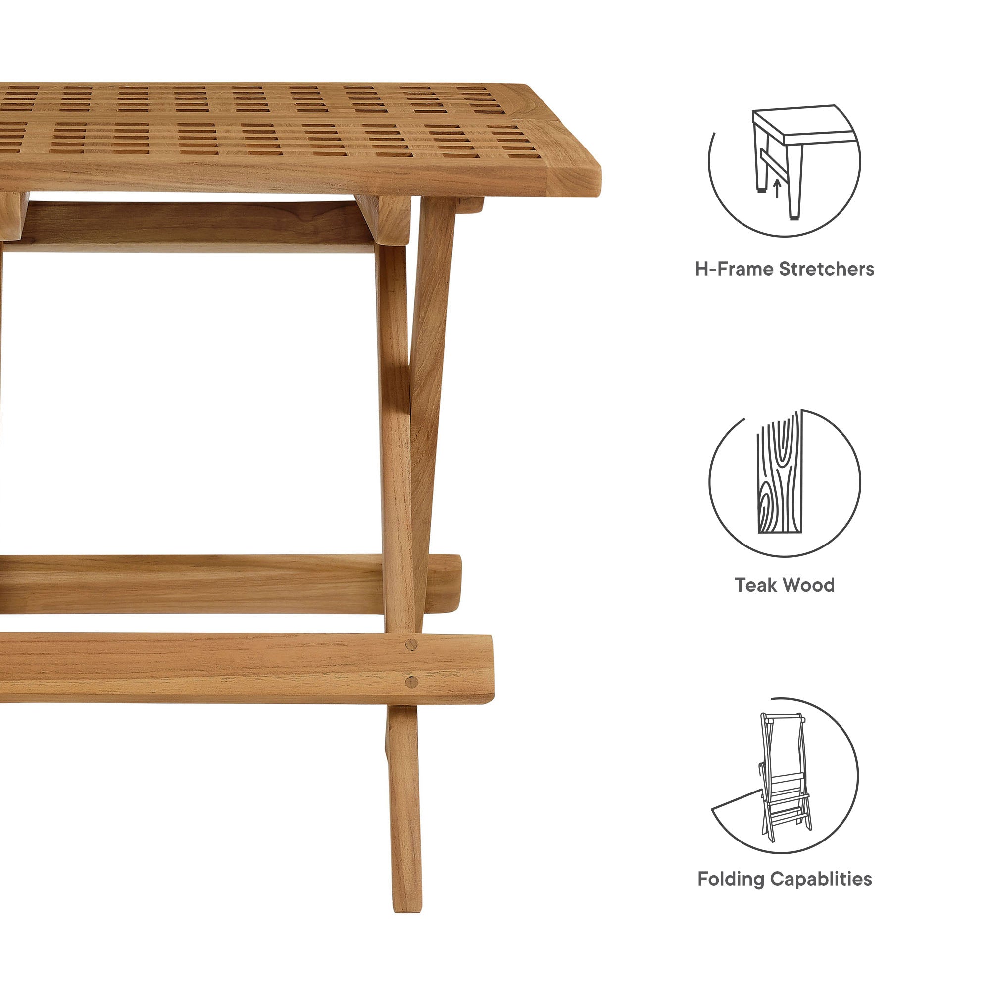 Vienna Outdoor Patio Teak Wood Side Table by Modway - Best Buy Furniture
