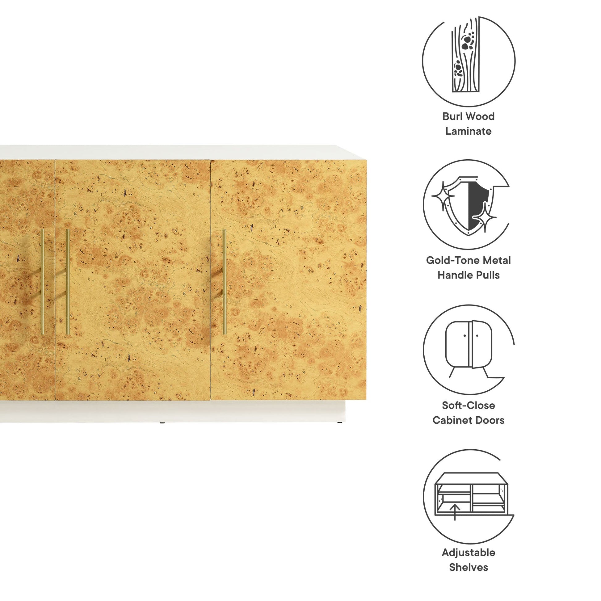 Abel 69 Inch Burl Wood Sideboard Buffet TV Stand - Best Buy Furniture