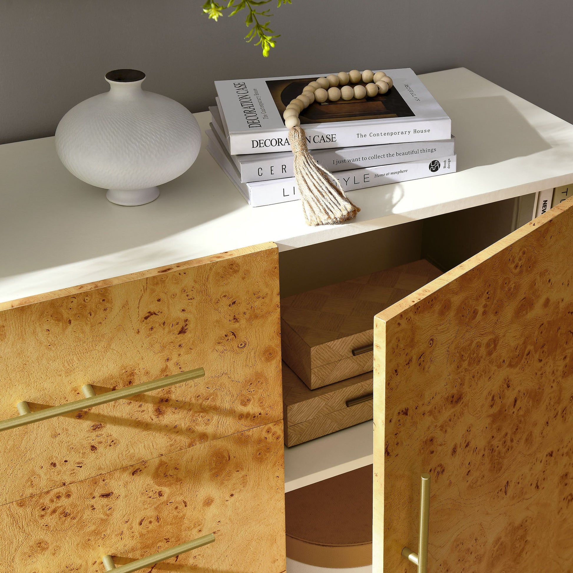 Abel 59 Inch Burl Wood Sideboard Buffet TV Stand - Best Buy Furniture