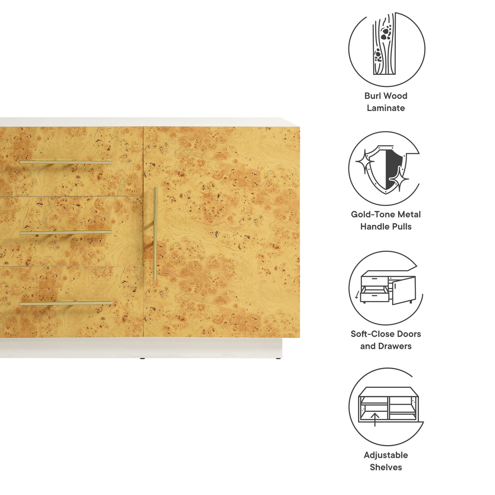 Abel 59 Inch Burl Wood Sideboard Buffet TV Stand - Best Buy Furniture