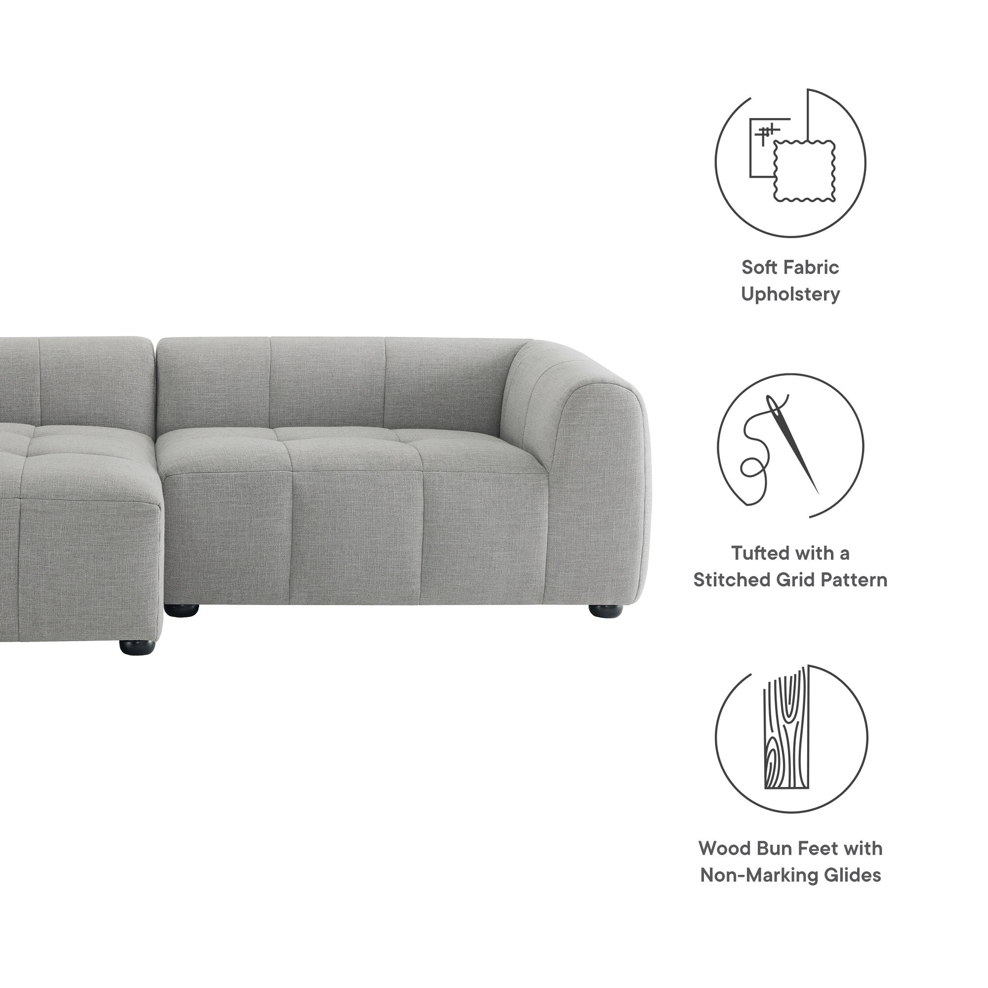 Liana Left-Facing Upholstered Fabric Modular Sofa with Chaise by Modway - Best Buy Furniture