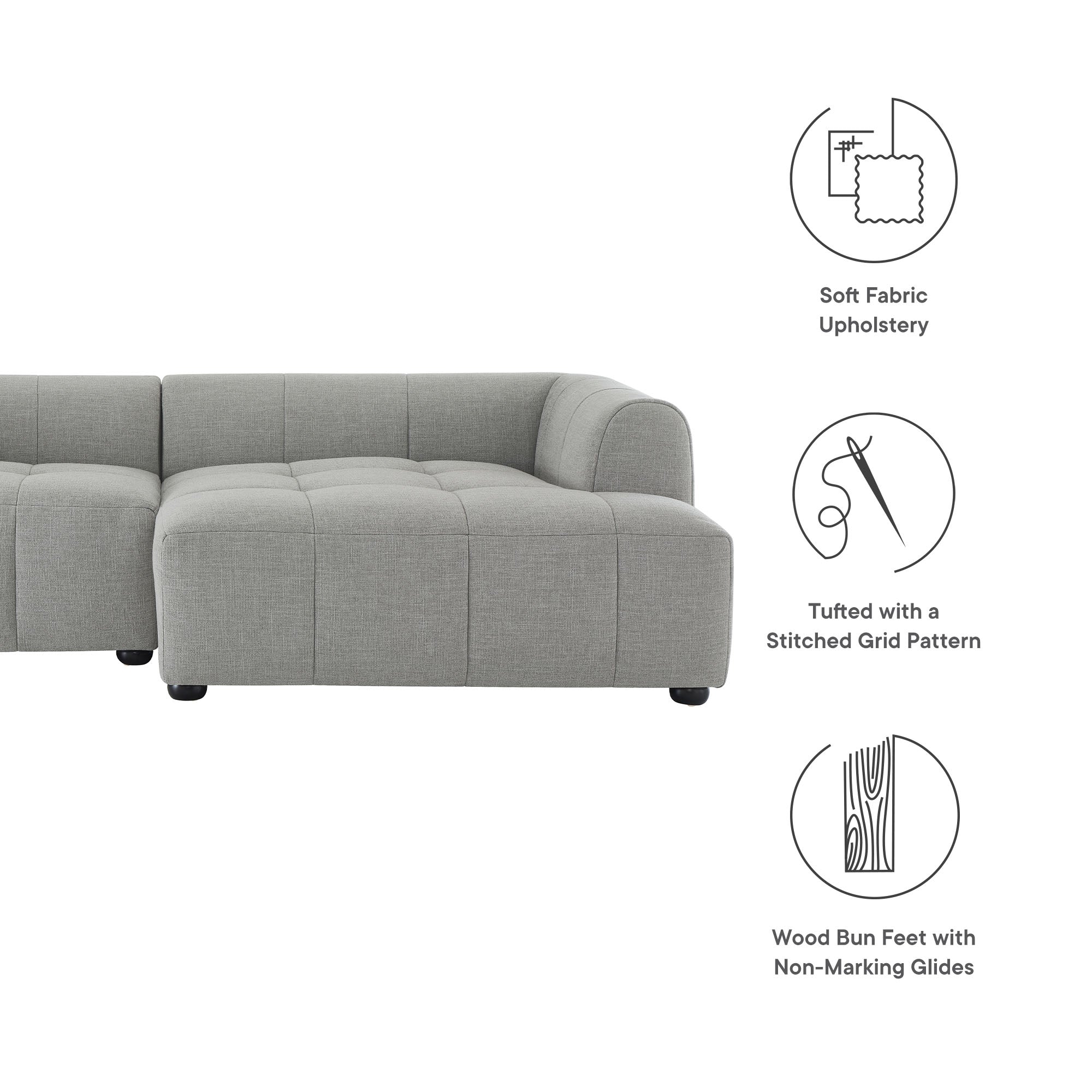 Liana Right-Facing Upholstered Fabric Modular Sofa with Chaise by Modway - Best Buy Furniture